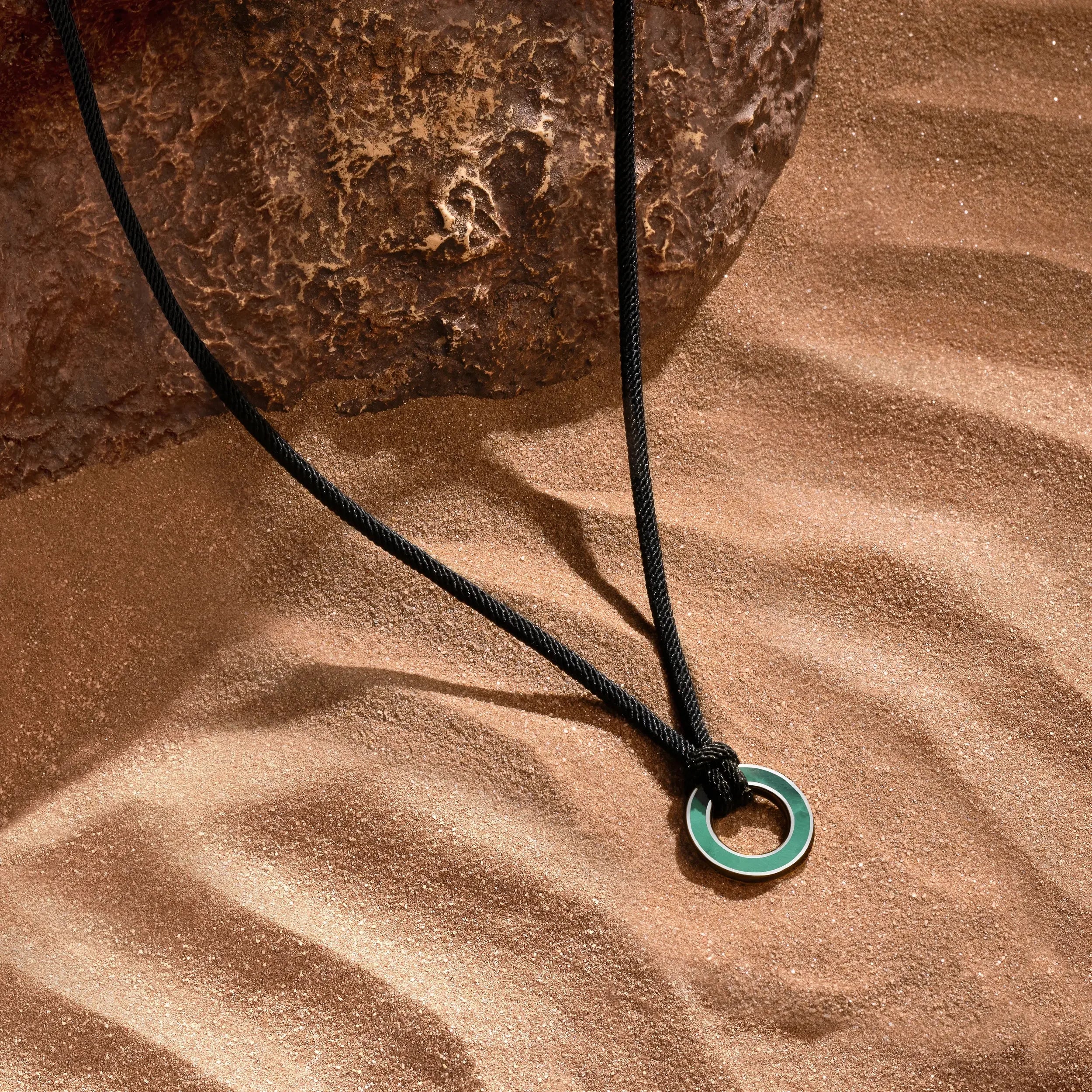 Abundance Mindset Malachite Karma Circle Black String Necklace