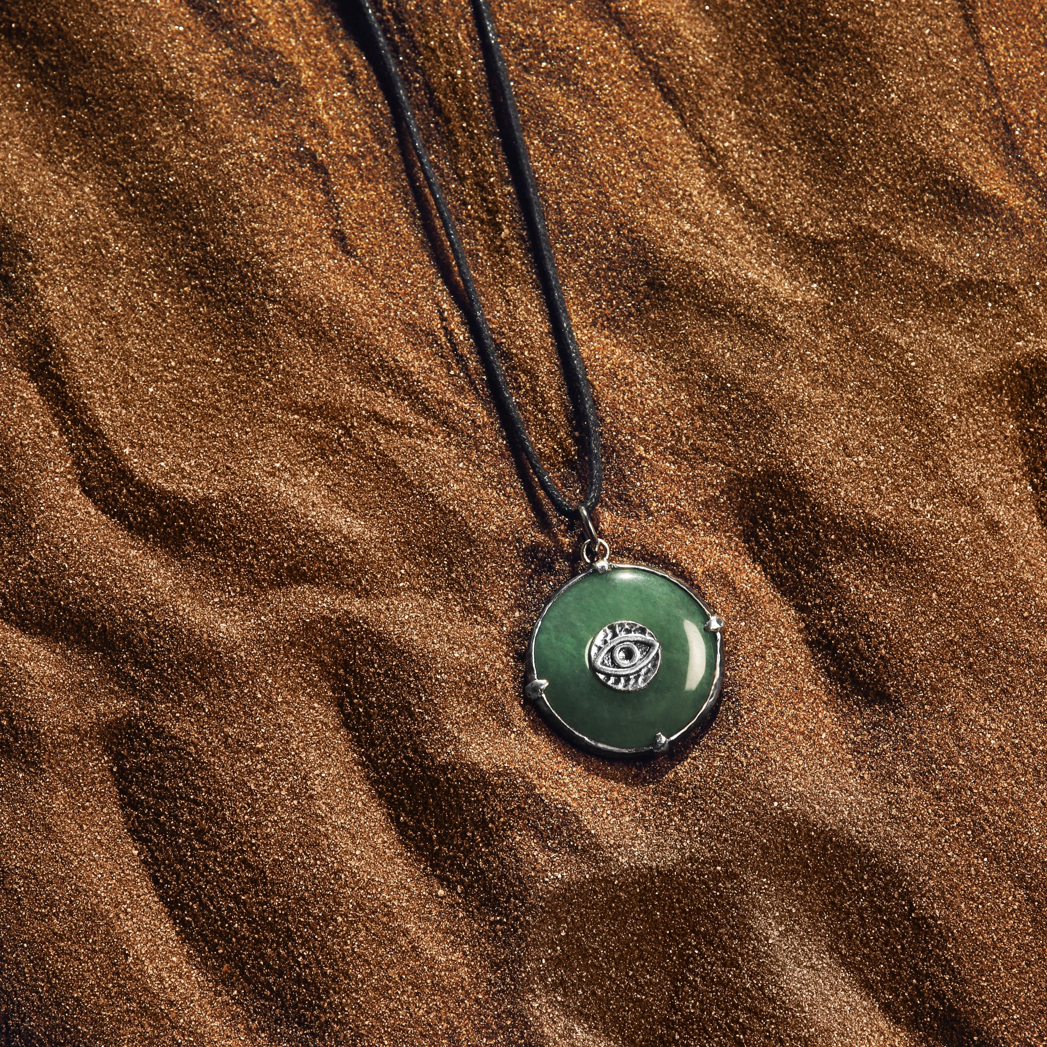 Abundant Energy Jade Evil Eye Black String Necklace