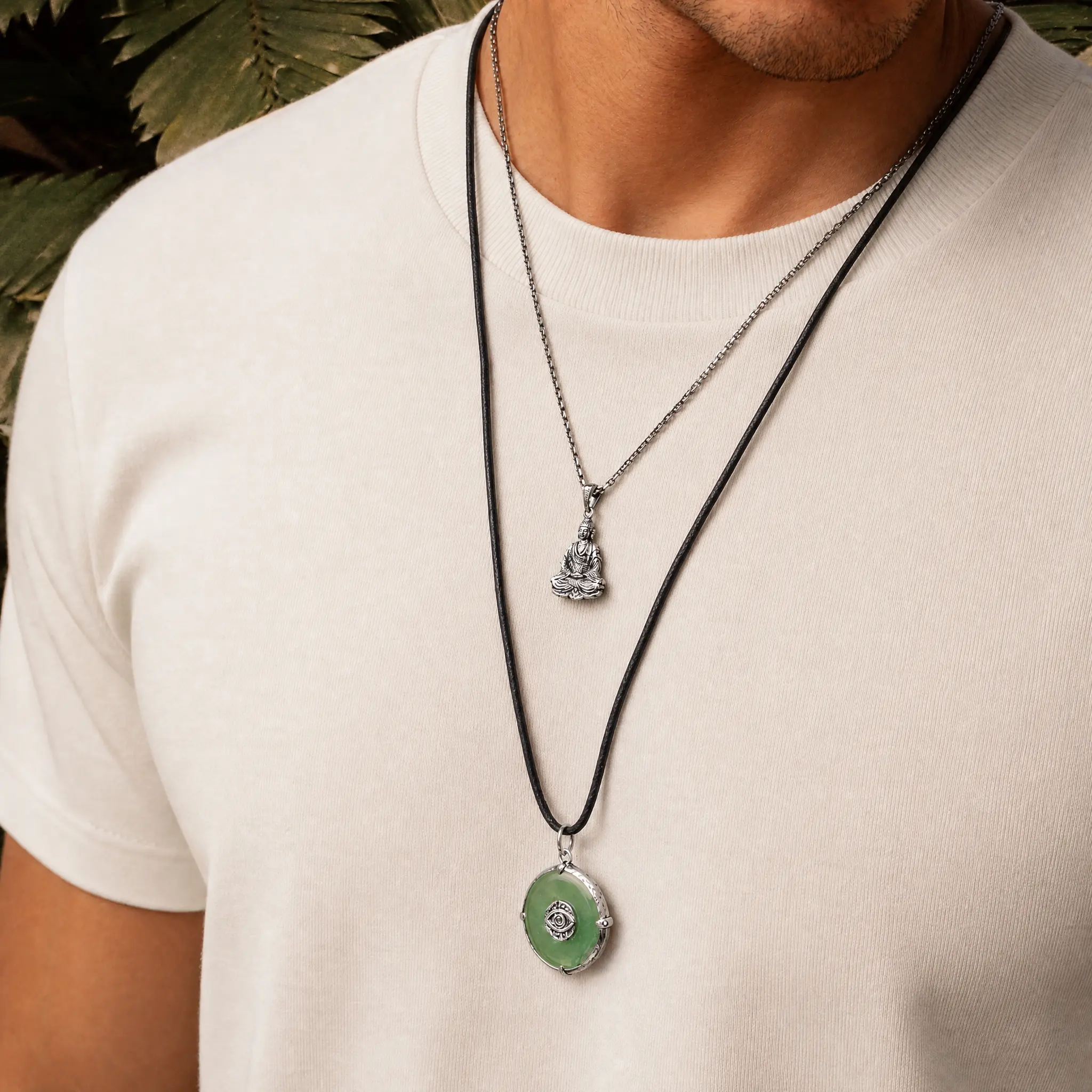 Abundant Energy Jade Evil Eye Black String Necklace - Image 2