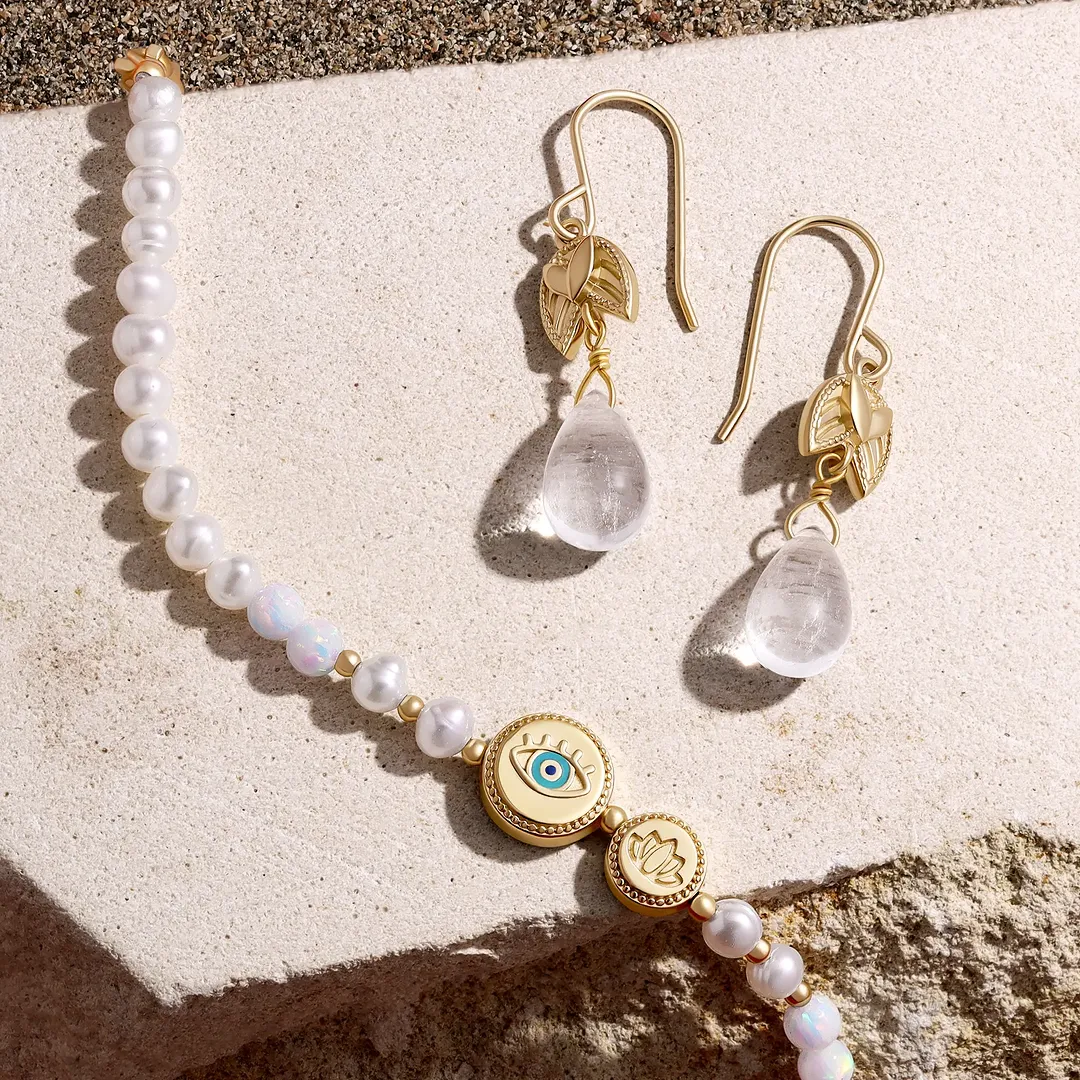 Awakened Light Quartz Lotus Earrings - Image 4