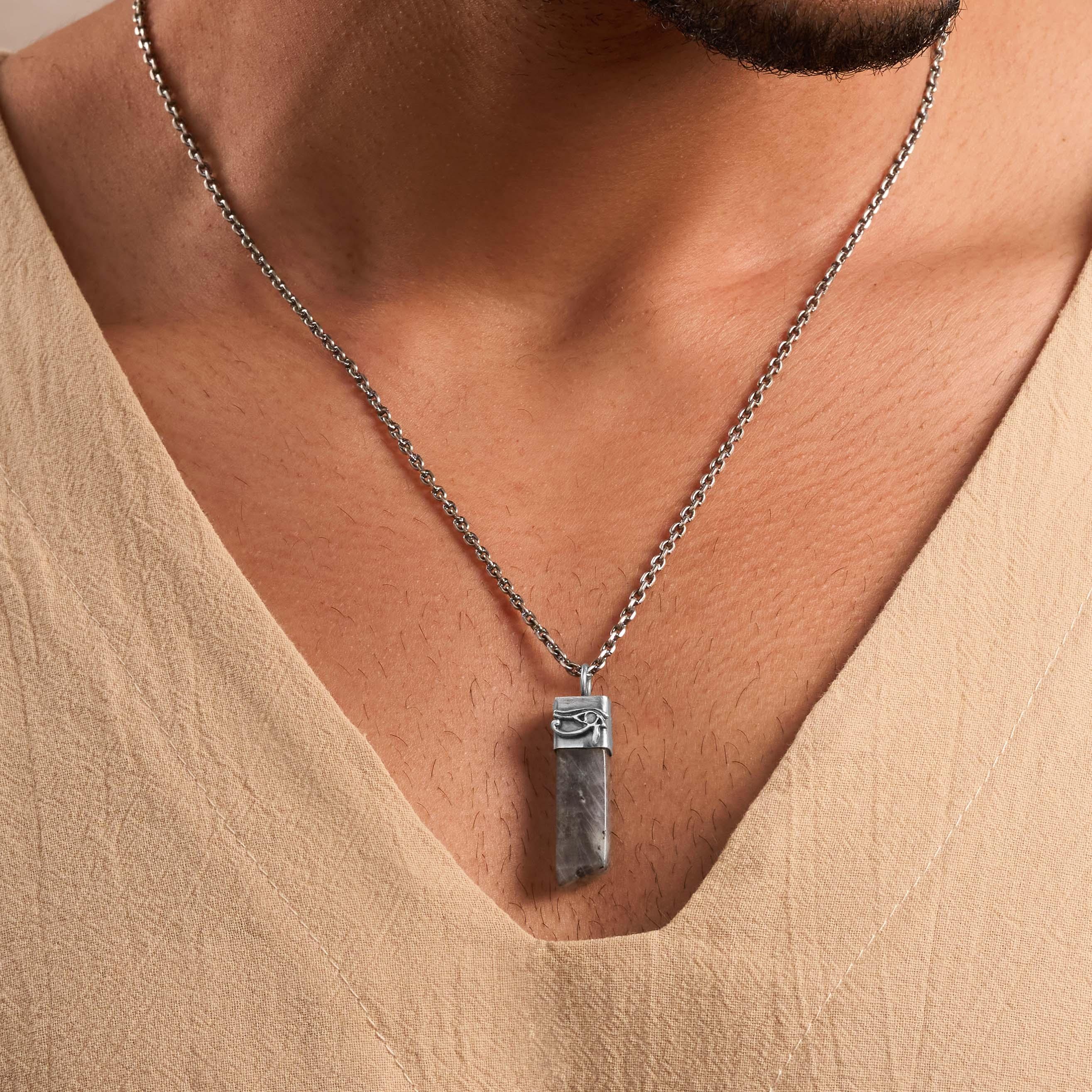 Awareness Generator Labradorite Horus Slab Necklace - Image 2