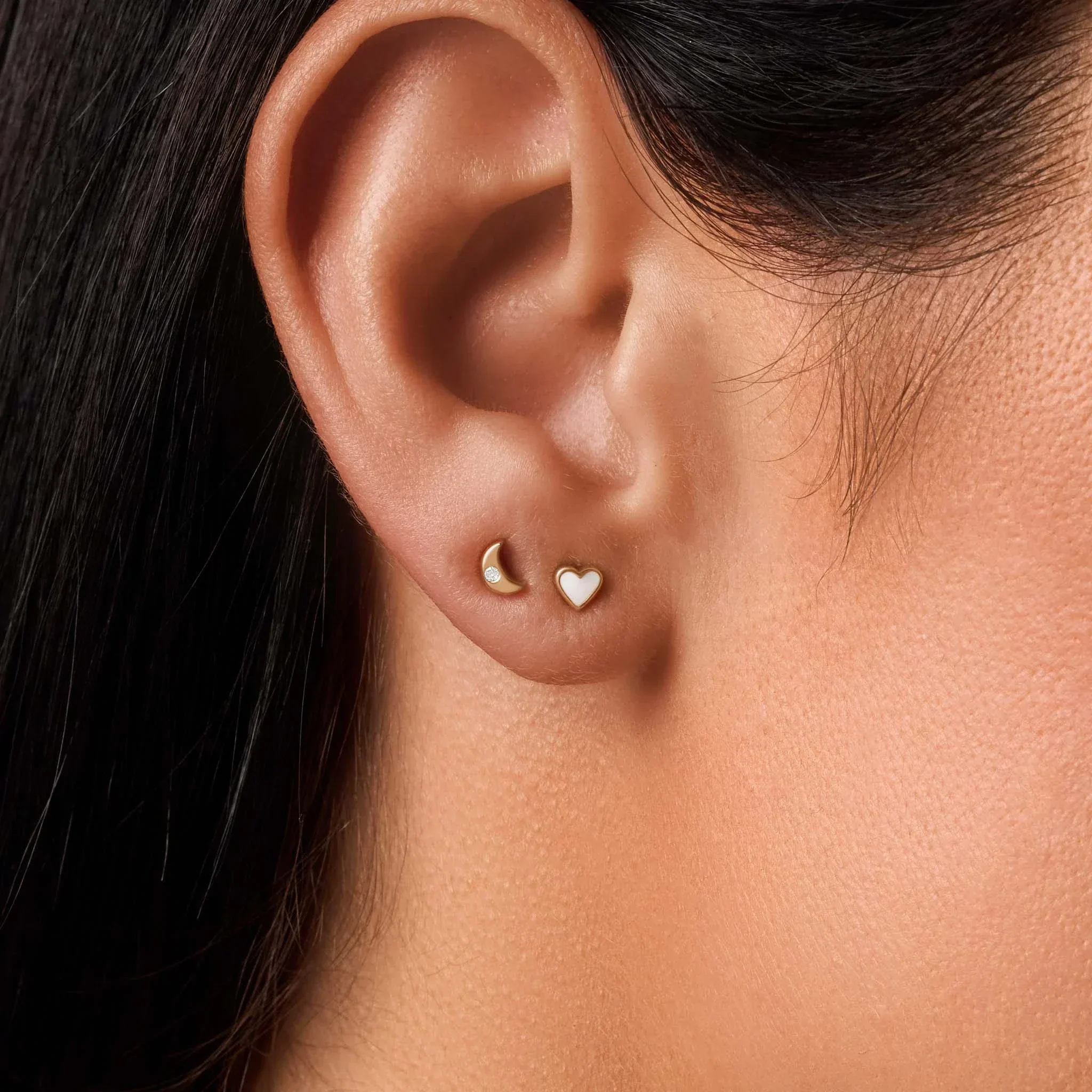 Balanced Perspective Diamond Moon Earrings - Image 2