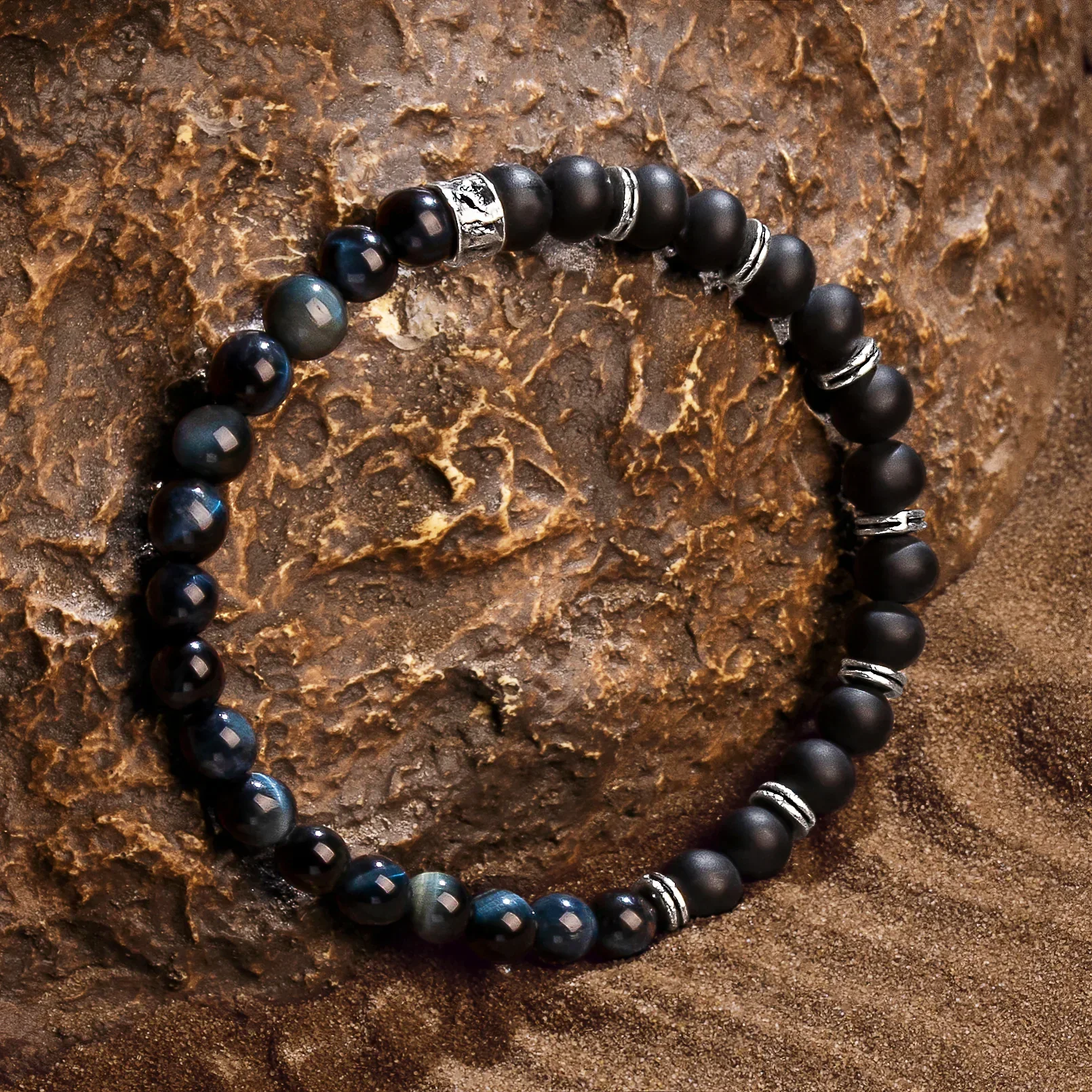 Balanced Perspective Onyx & Blue Tiger's Eye Bracelet