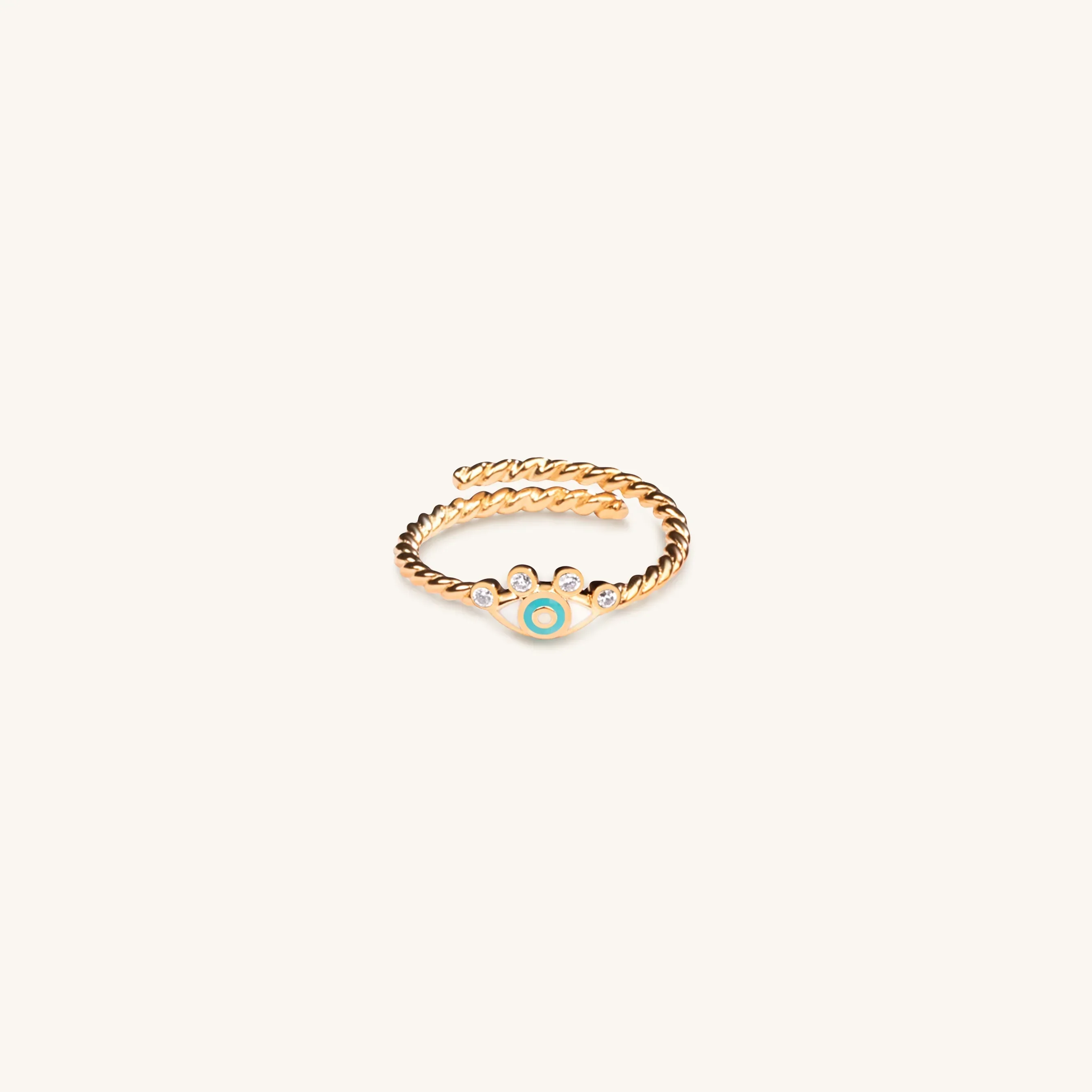Basic Security Gold Diamond Evil Eye Ring - Image 3