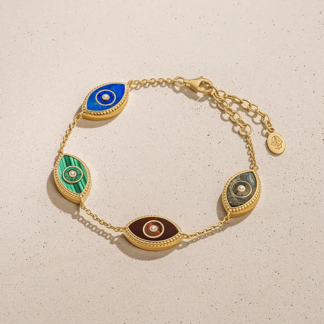 Blessed Soul Evil Eye Multi-Stone Chain Bracelet - Image 3