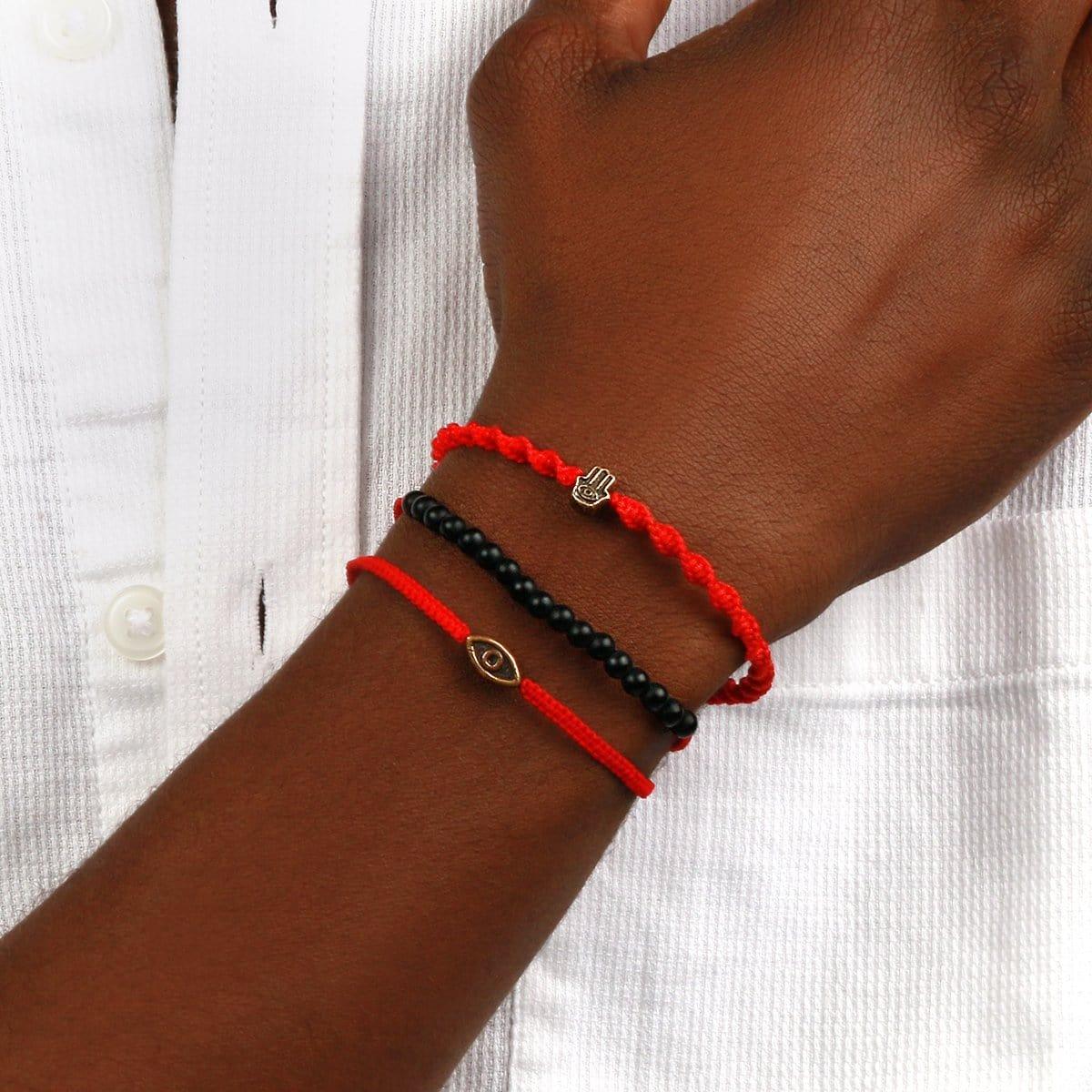 Brave Gaze Red String Matte Onyx Evil Eye Bracelet - Image 4