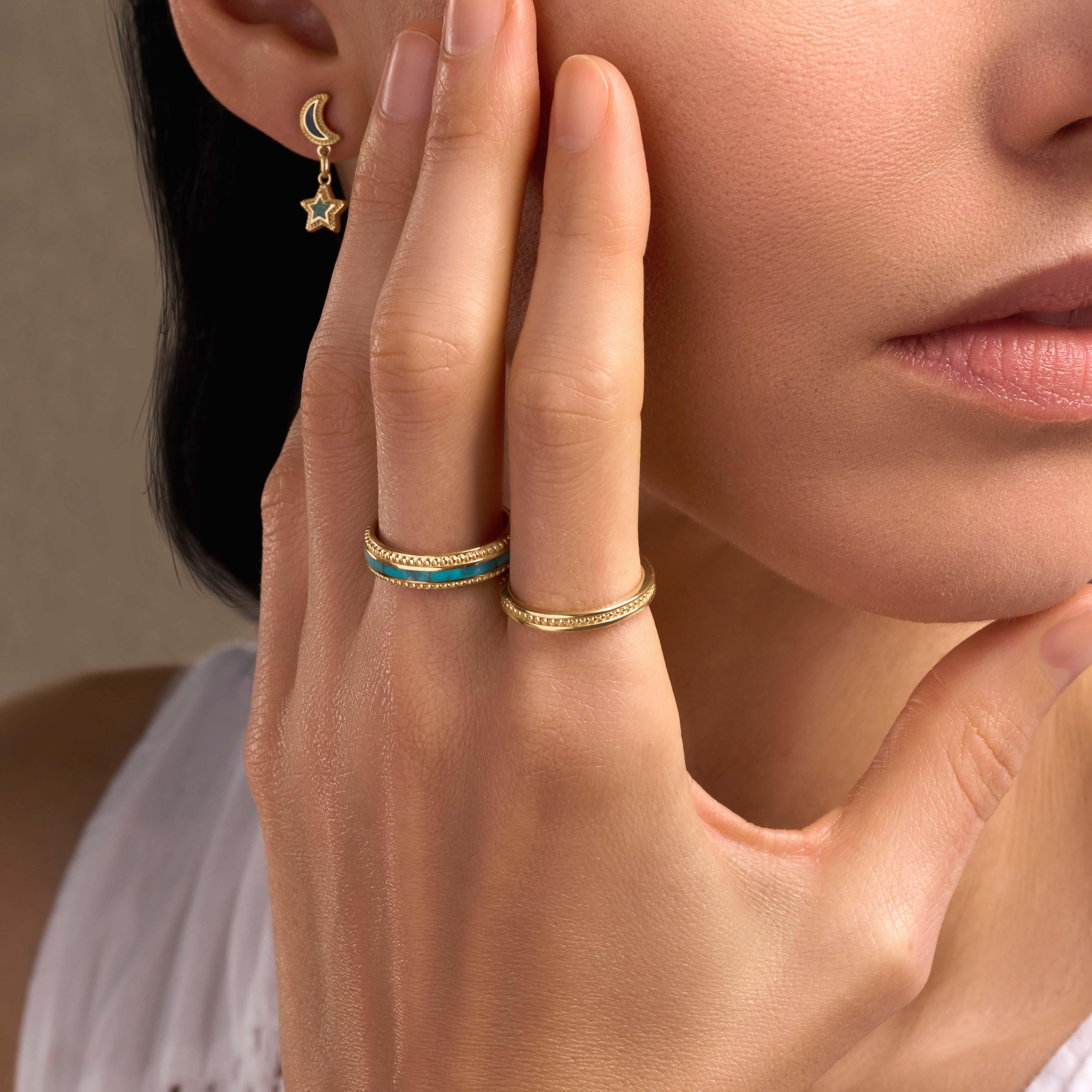 Brilliant Elegance Turquoise Gold Ring - Image 4