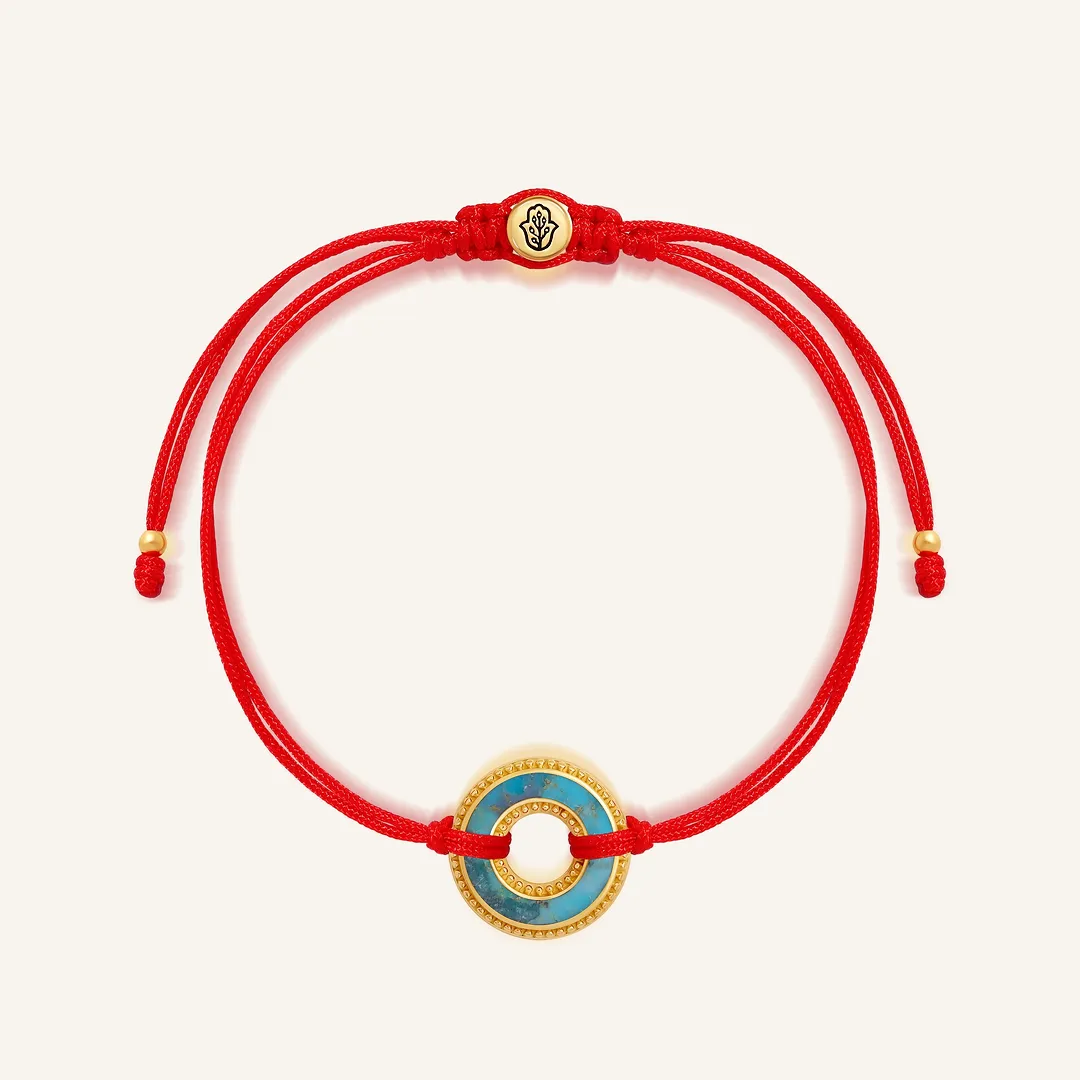 Calm Flow Turquoise Karma Circle Red String Bracelet