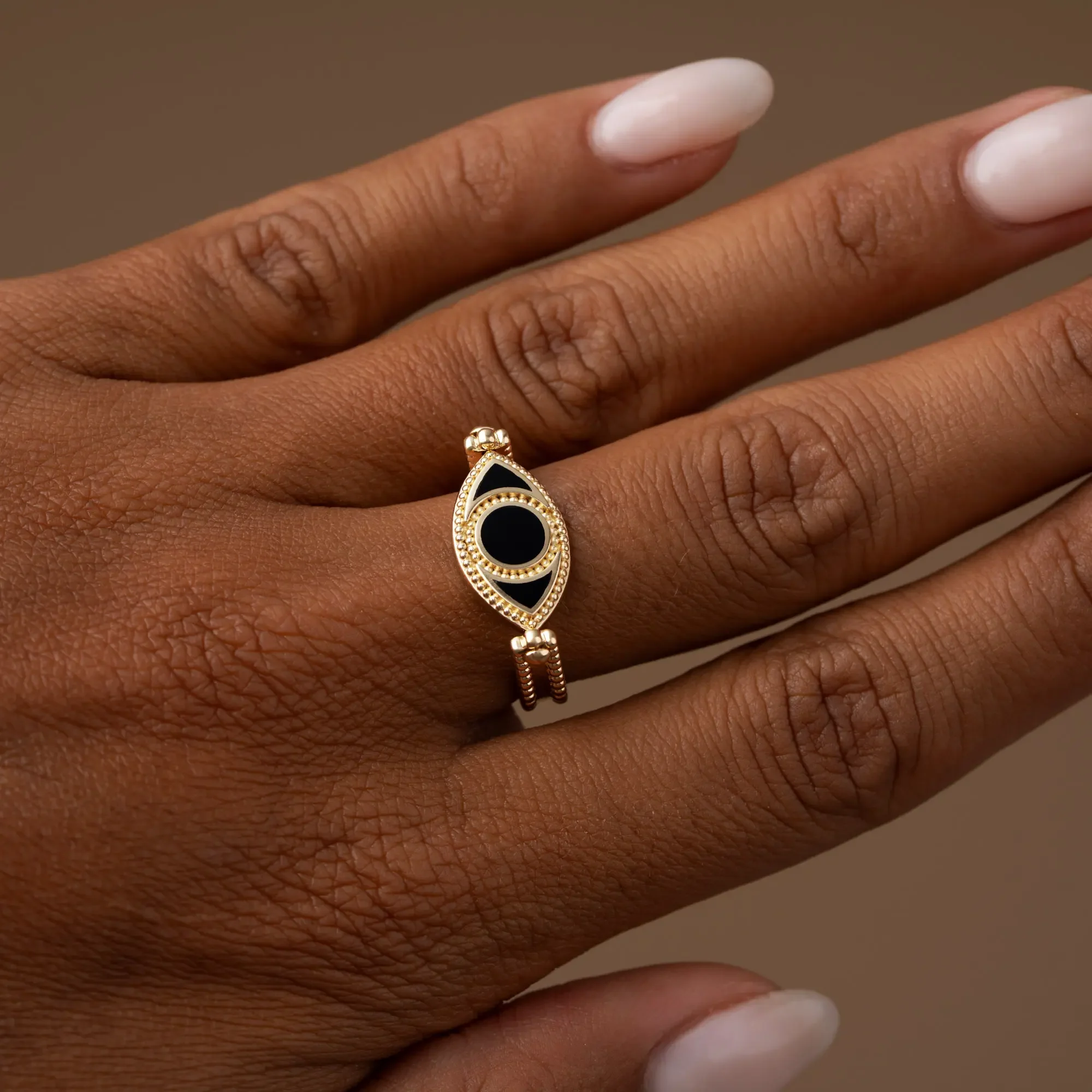 Calm Protection Evil Eye Gold Ring - Image 2