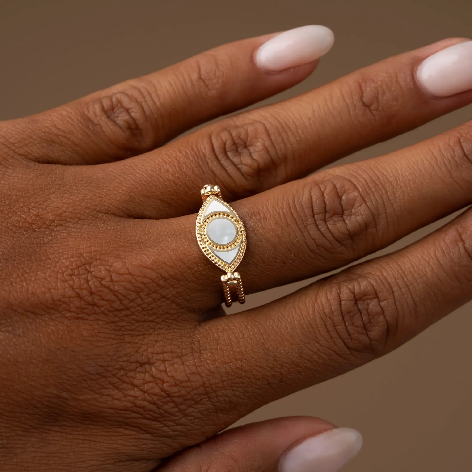 Calm Protection Evil Eye Gold Ring - Image 4