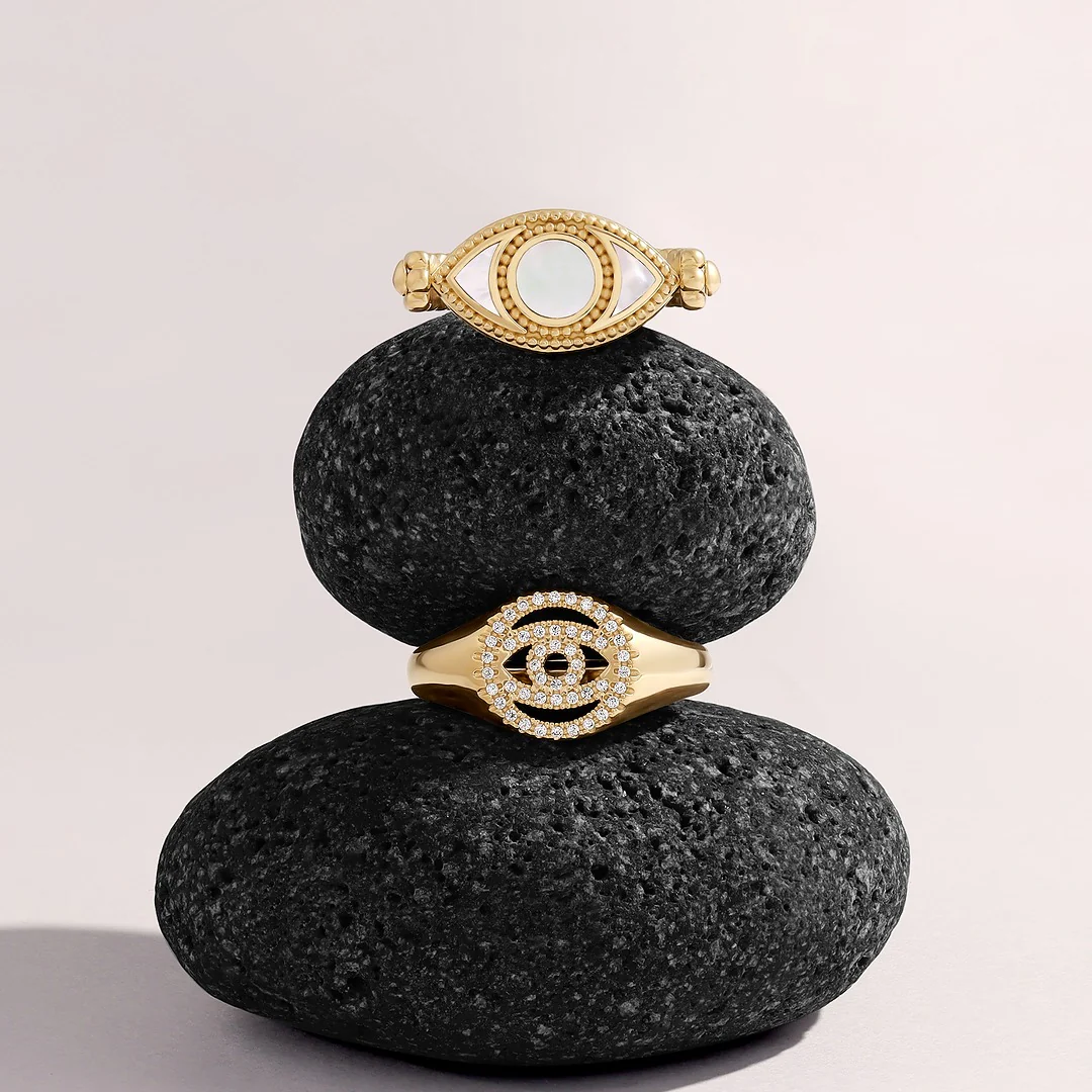 Calm Protection Evil Eye Gold Ring - Image 6
