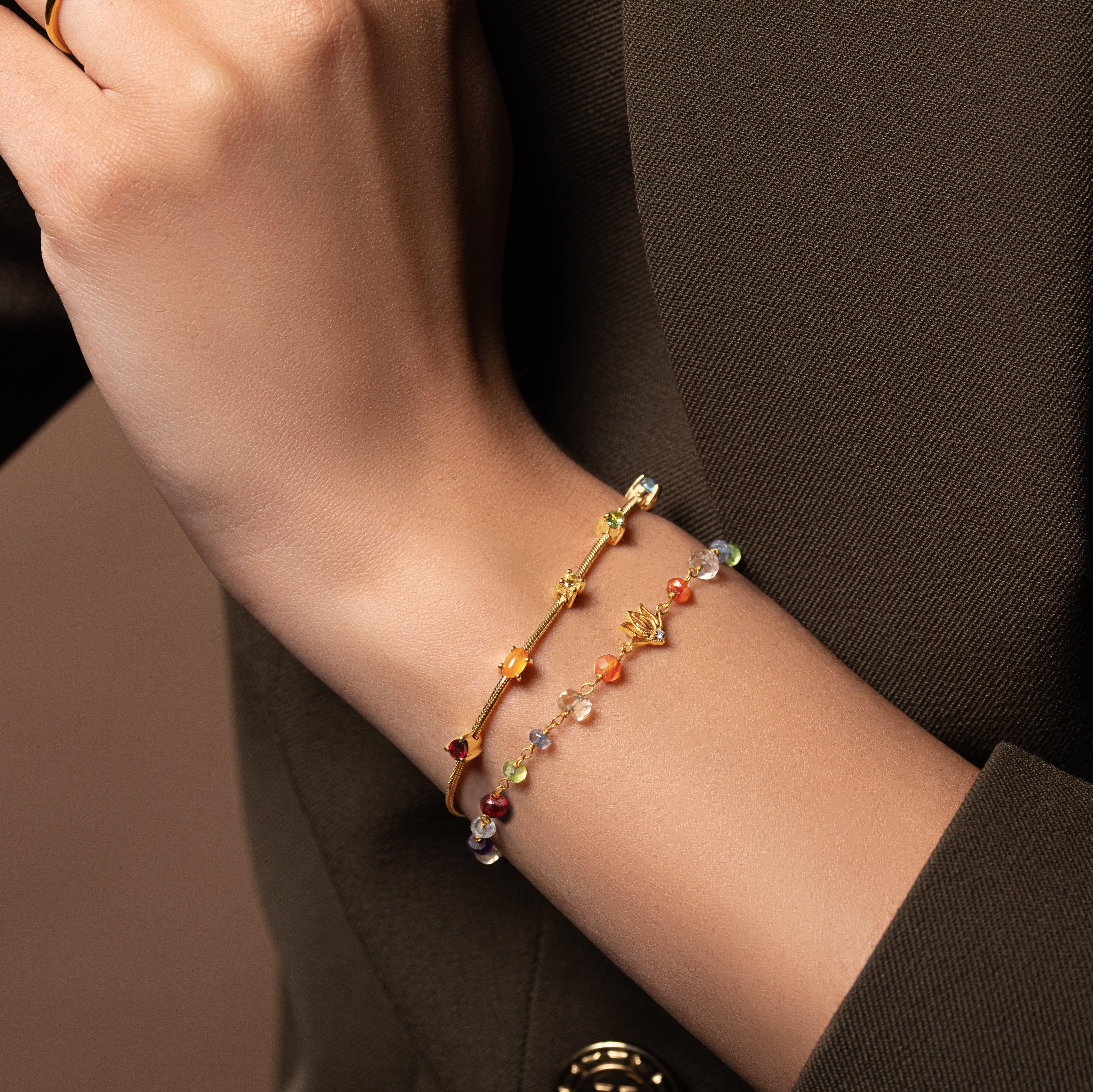 Careful Alignment Gold Plated 7 Stones Chakra Bracelet - Image 3
