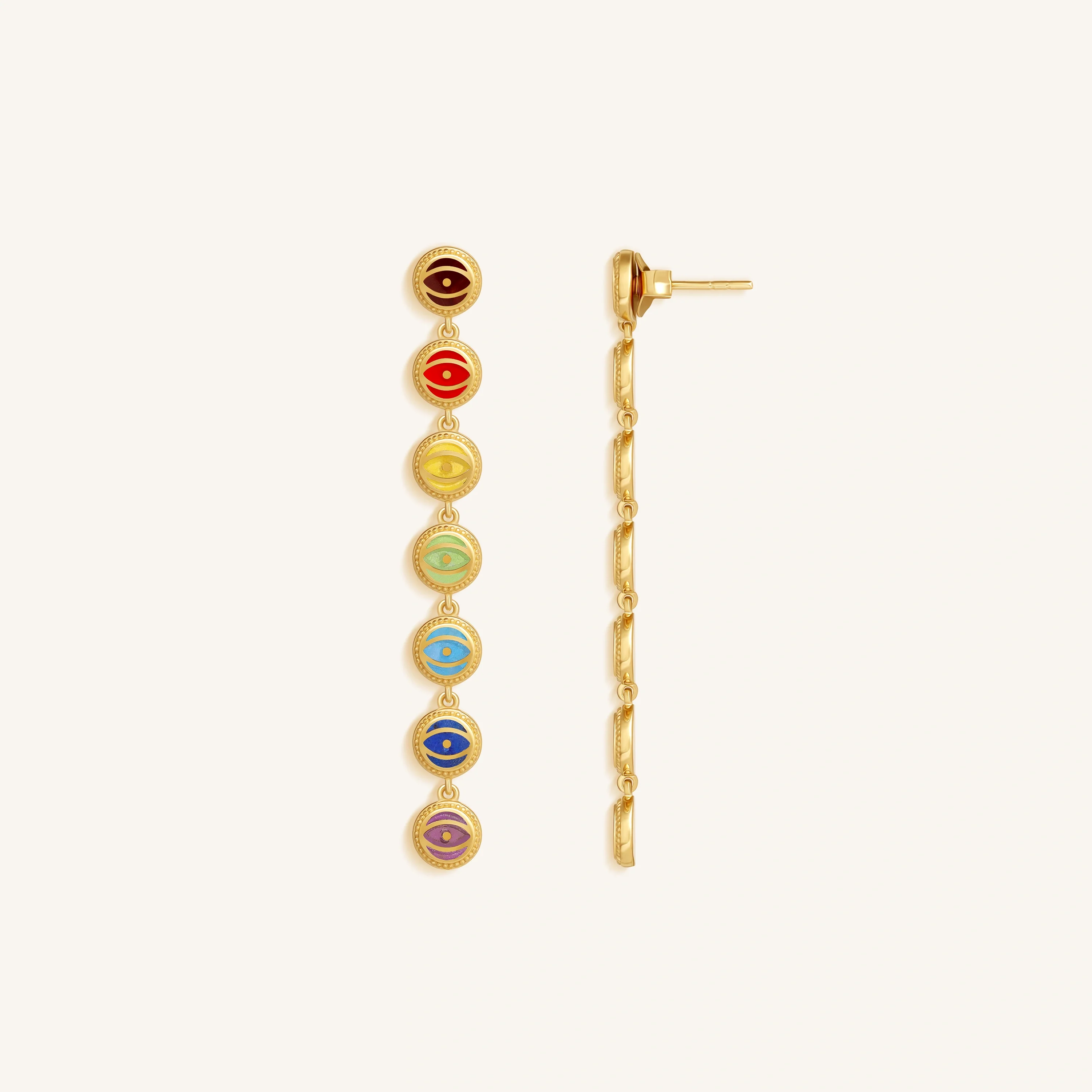 Celestial Chakra Evil Eye Multi-Stone Earrings - Image 3