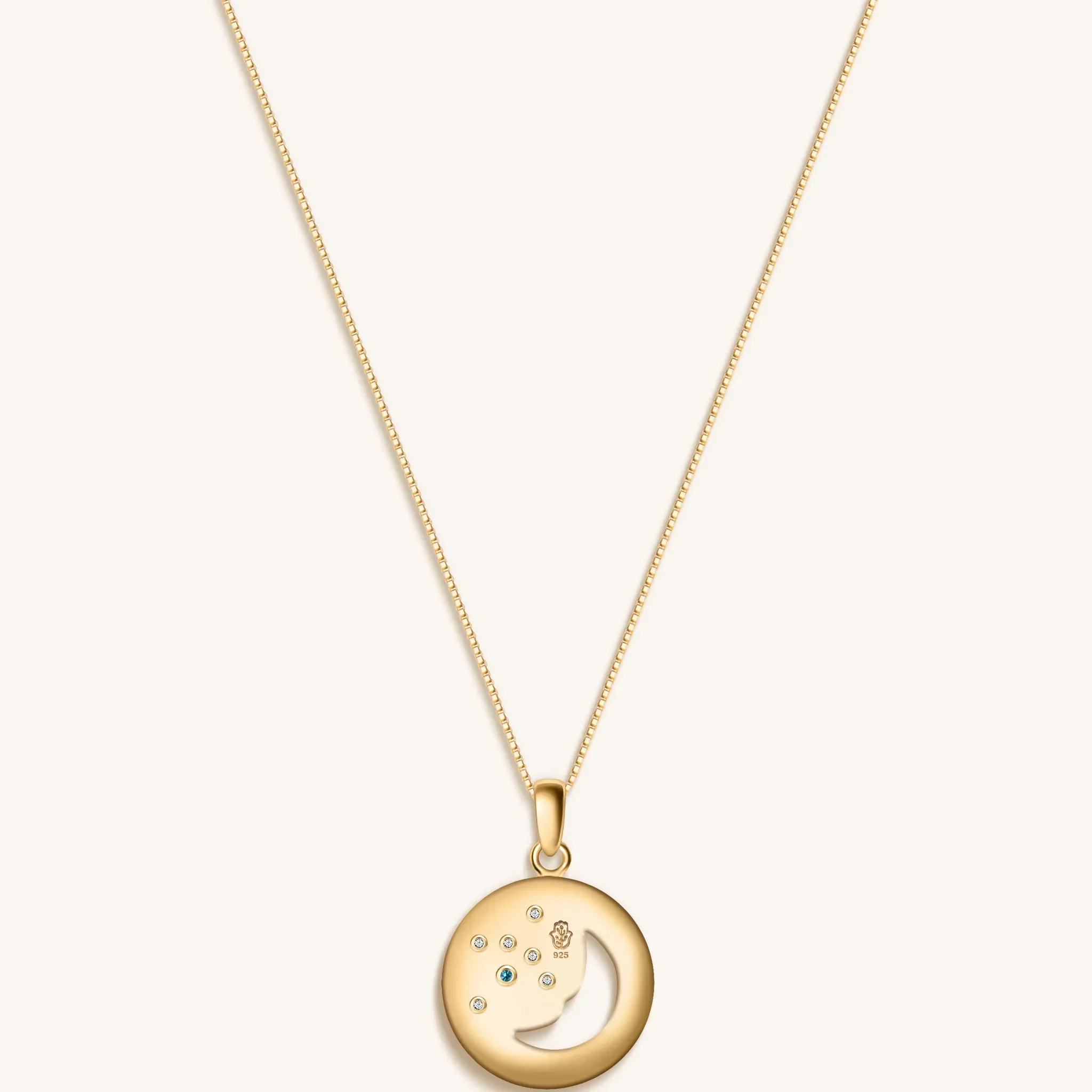 Celestial Impression White Enamel Moon & Stars Necklace - Image 4