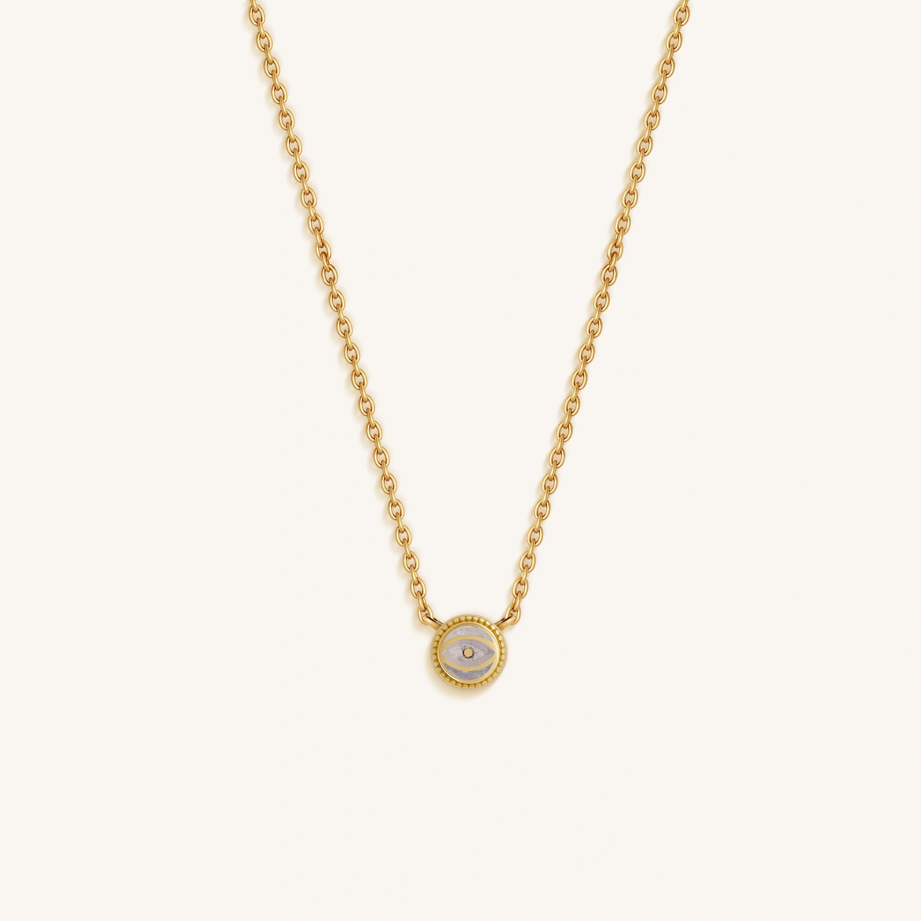 Celestial Shield Moonstone June Birthstone Evil Eye Gold Necklace