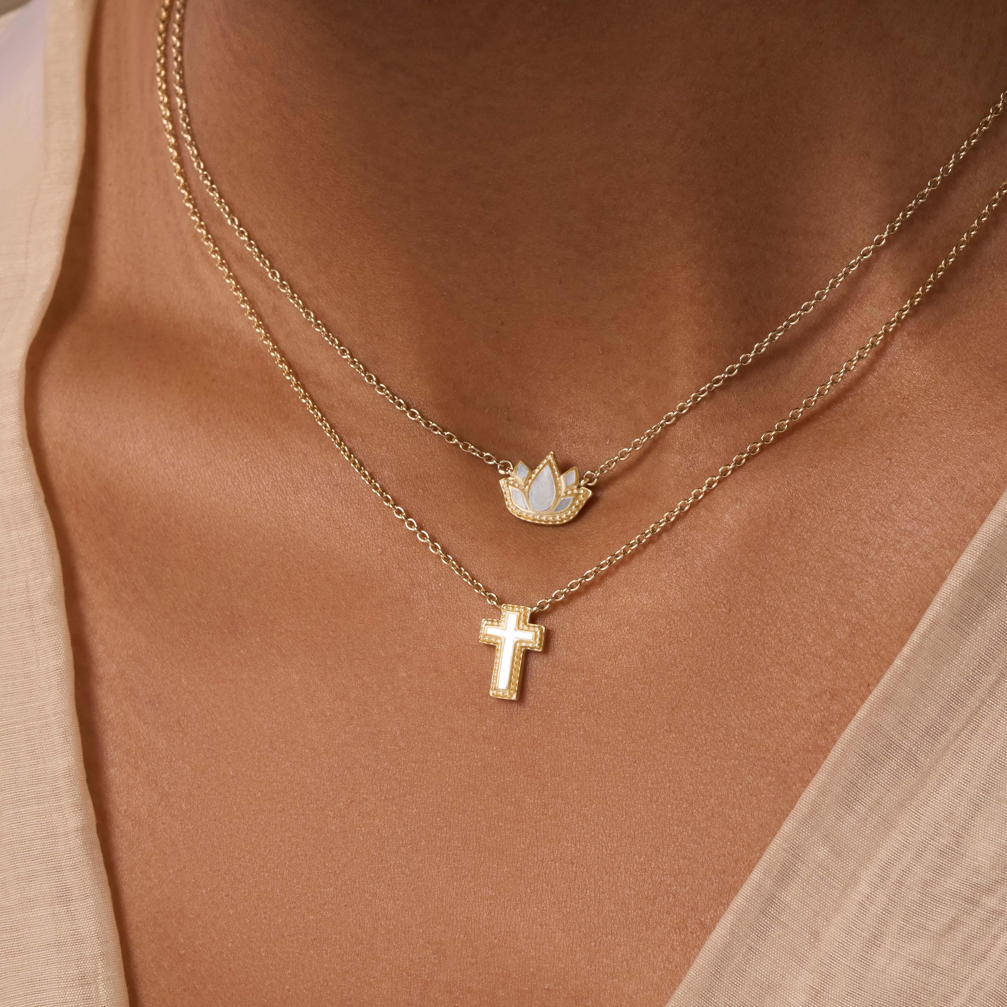 Centered Mindset Lotus Mother of Pearl Necklace - Image 2