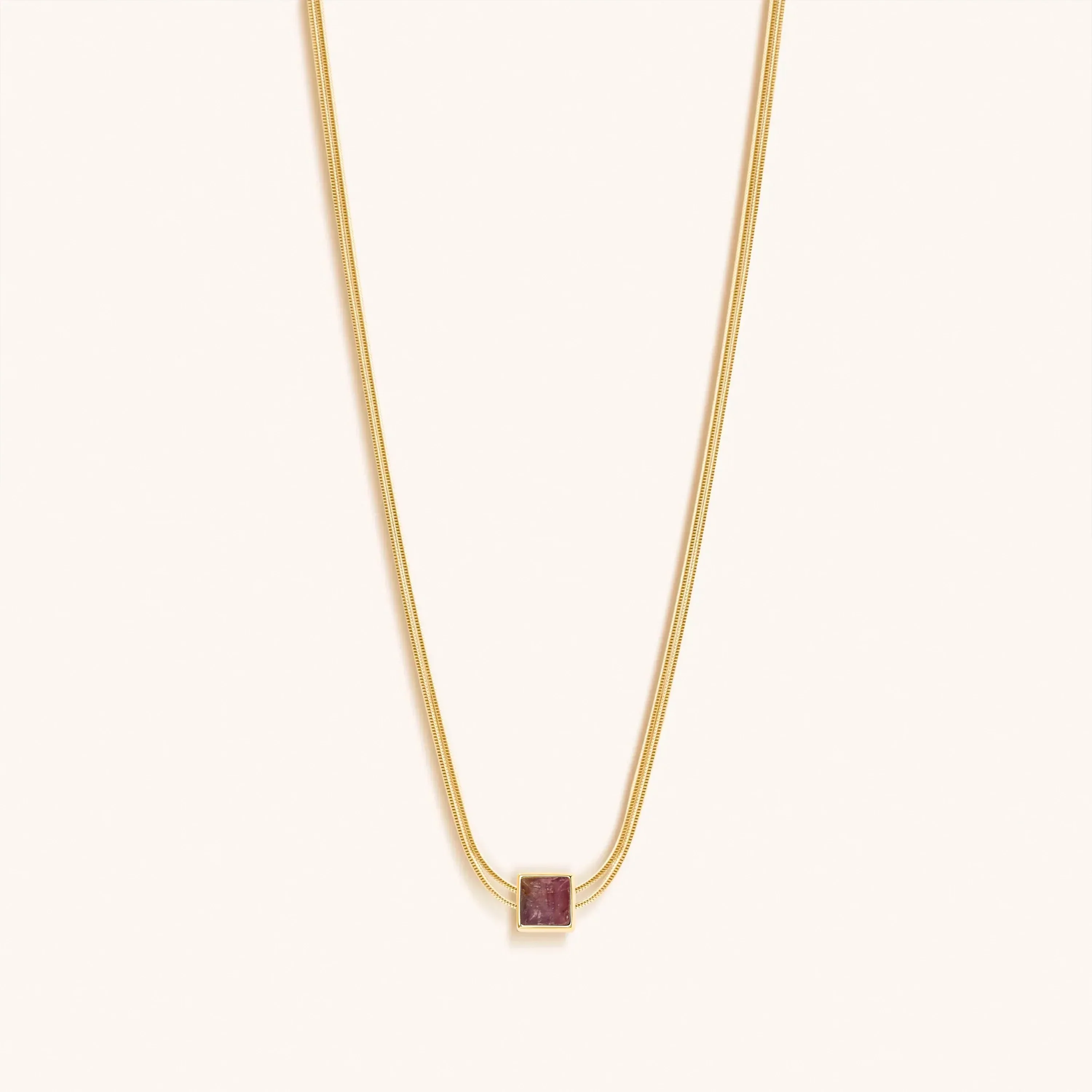 Charm & Harmonize Pink Tourmaline Evil Eye October Birthstone Necklace - Image 3