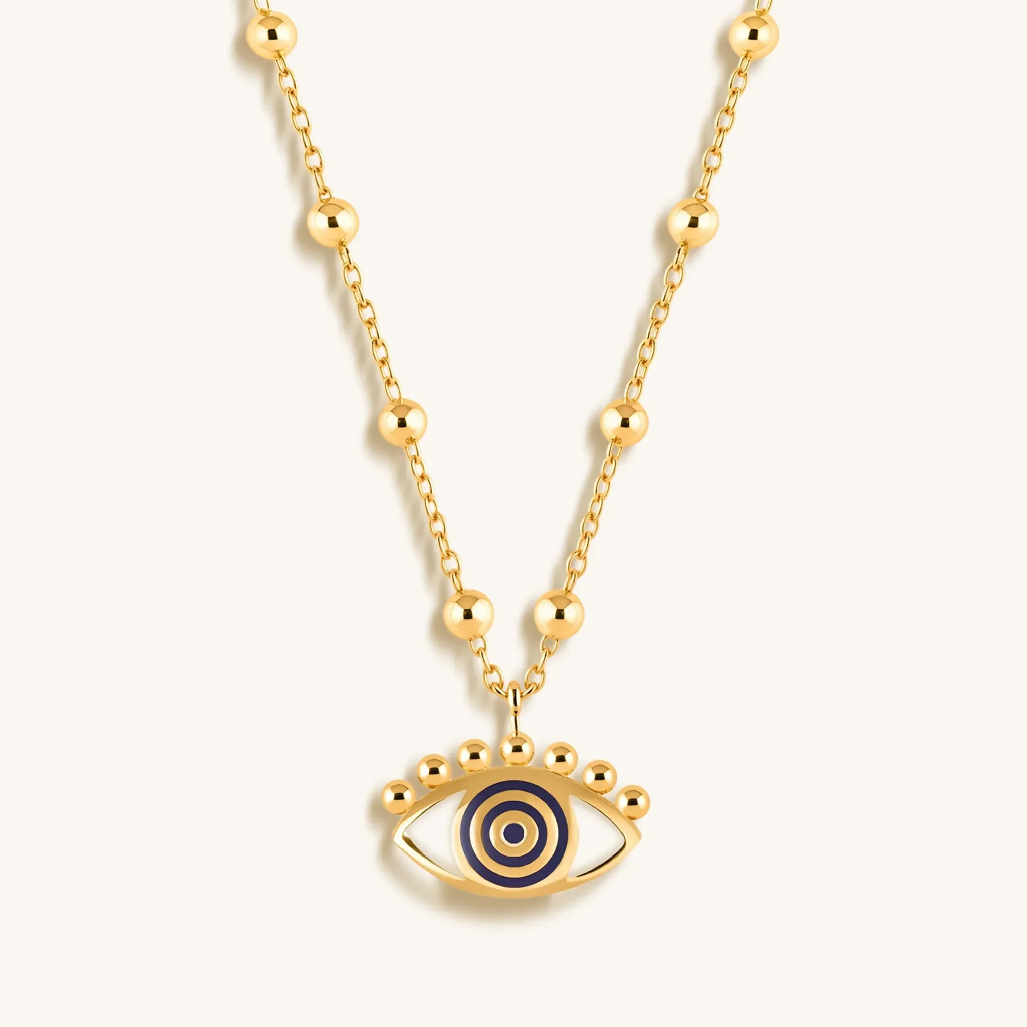 Cheerful Outlook Enamel Evil Eye Pendant Necklace