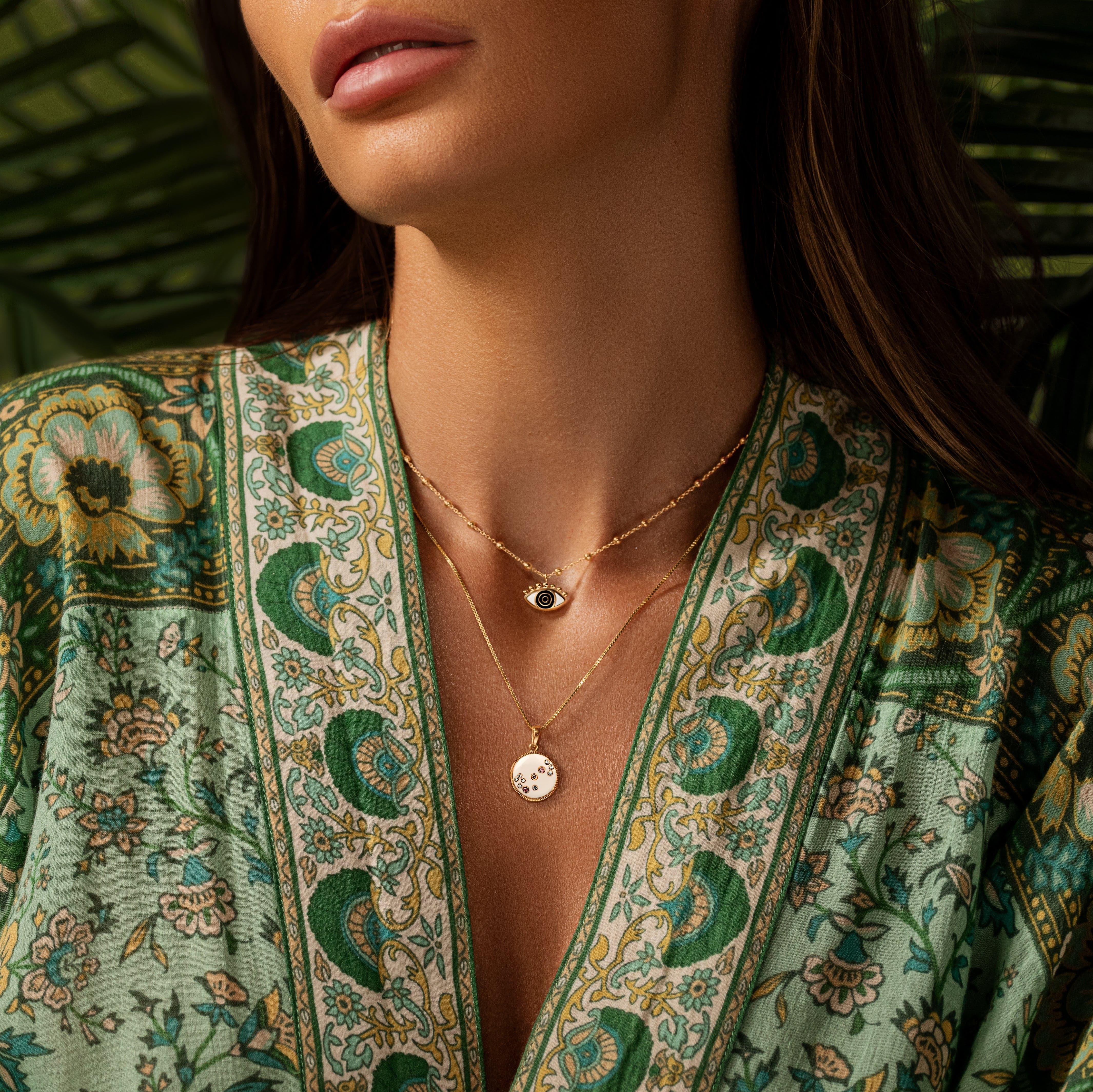 Cheerful Outlook Enamel Evil Eye Pendant Necklace - Image 2