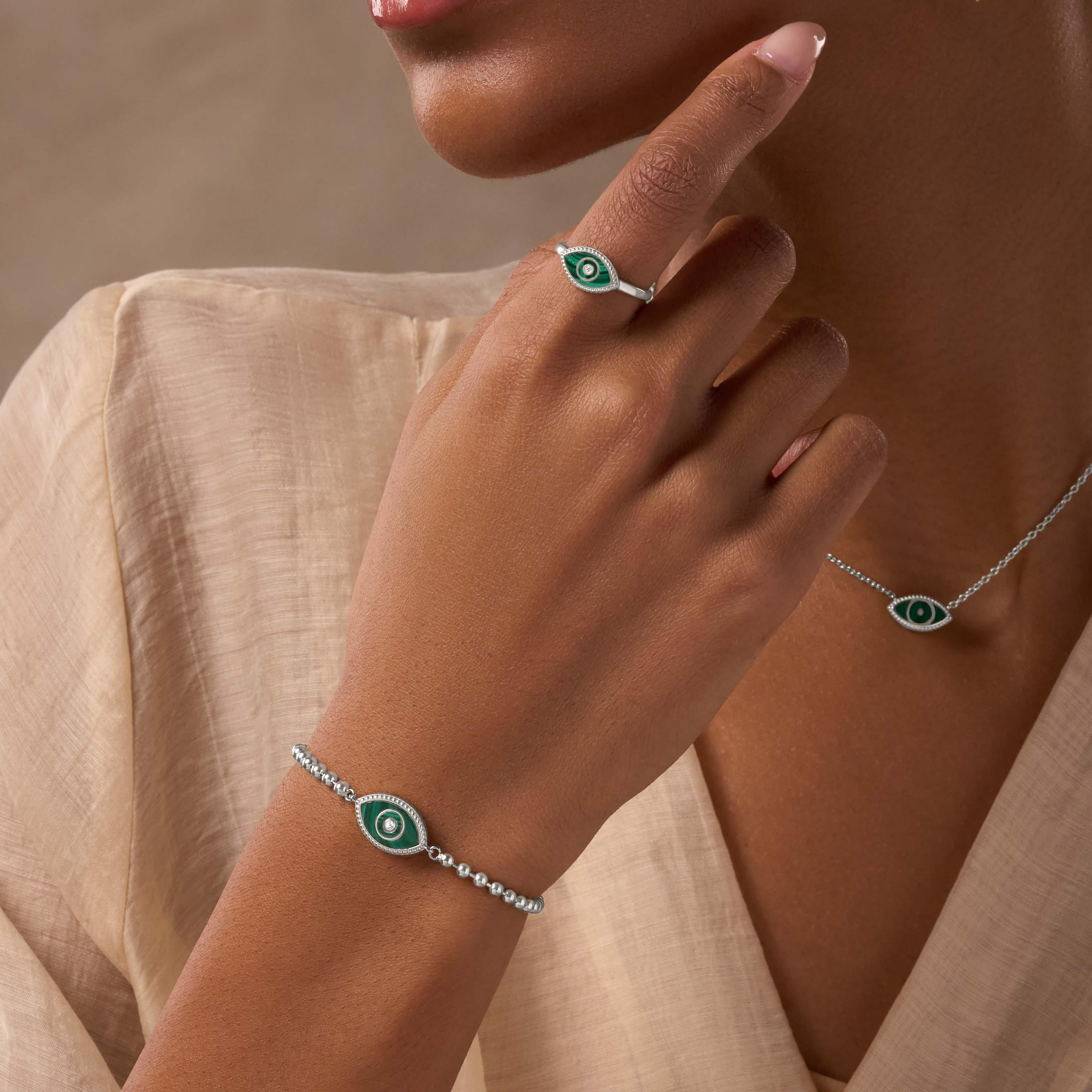 Clear Ambitions Malachite Evil Eye Ring - Image 4