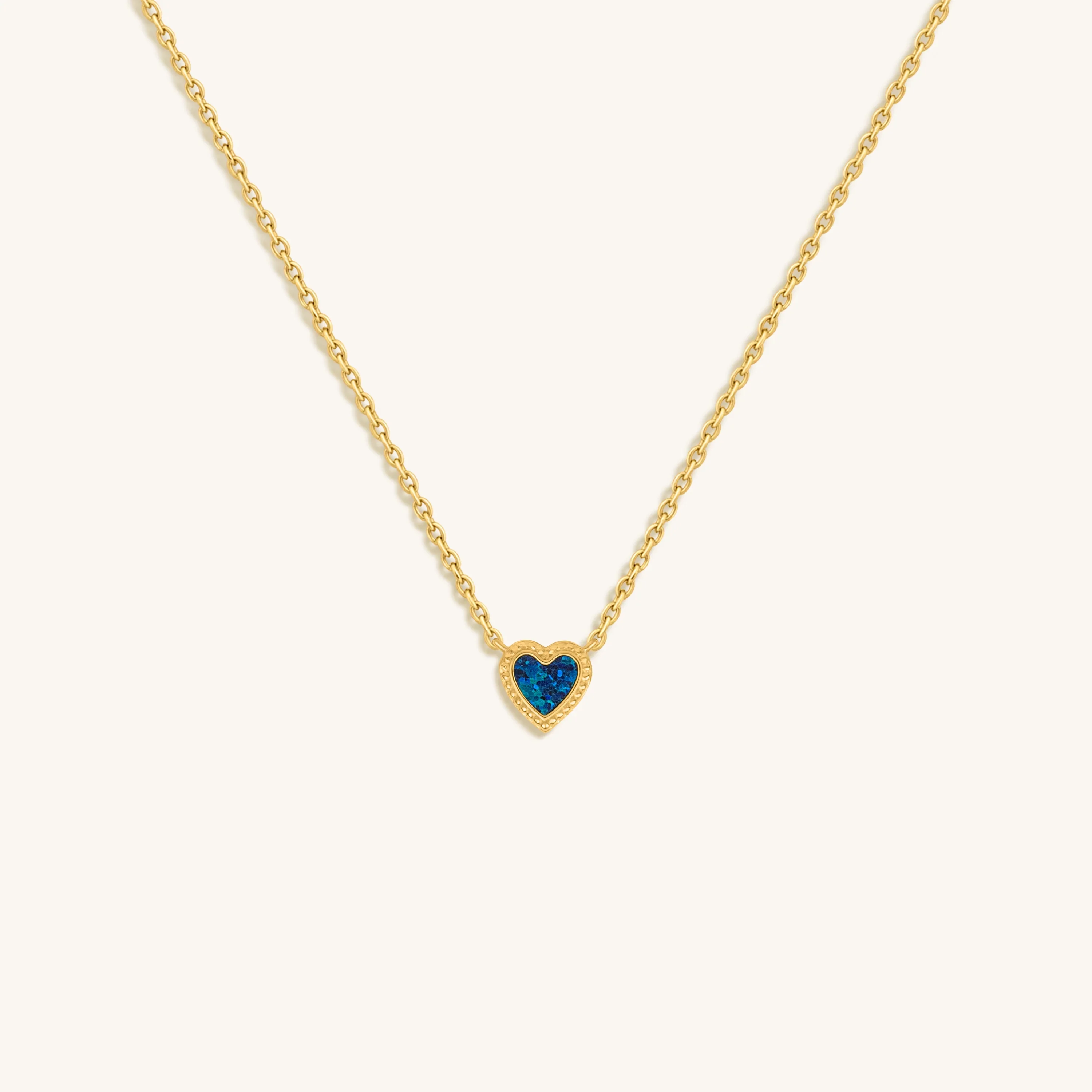 Confident Soul Lab Blue Opal Heart Gold Necklace