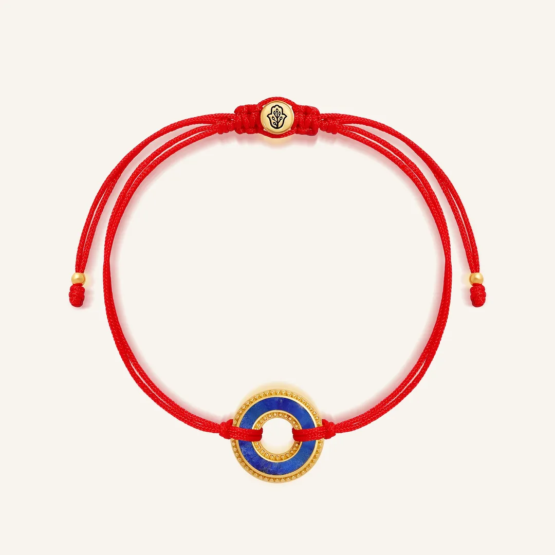Deep Insight Lapis Karma Circle Red String Bracelet