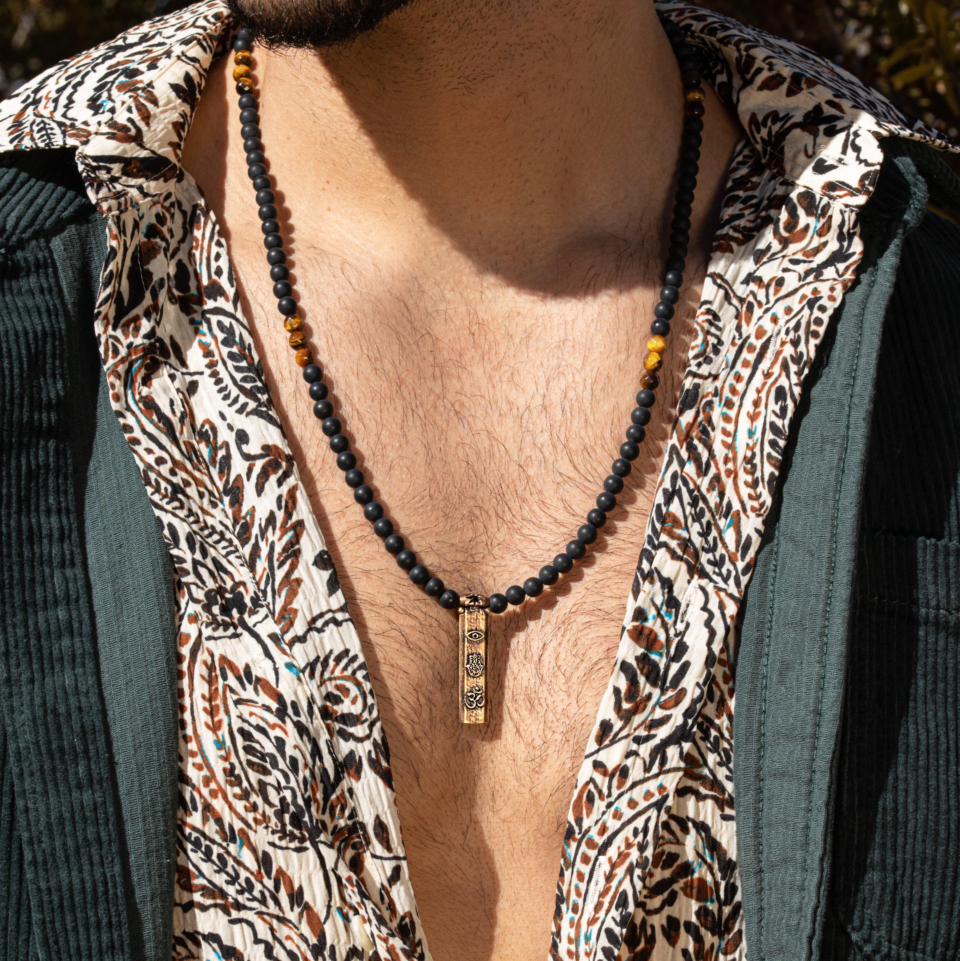 Divine Energy Onyx Tiger's Eye Triple Protection Necklace - Image 4