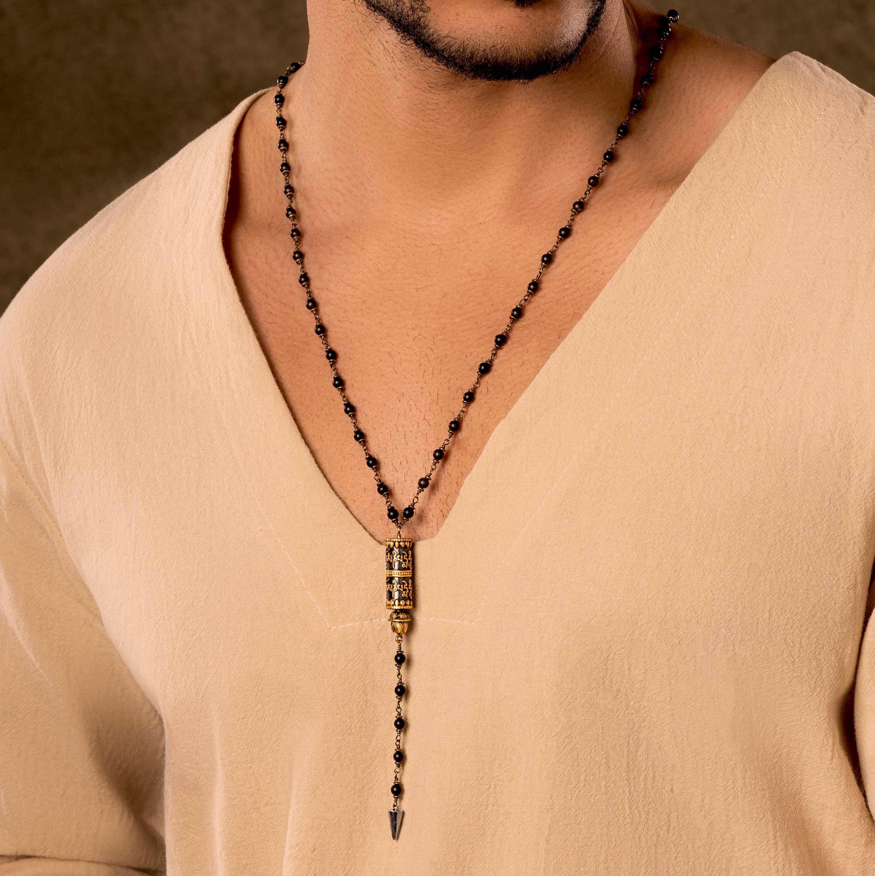 Divine Master - Lotus Mantra Onyx Pendant Necklace - Image 2