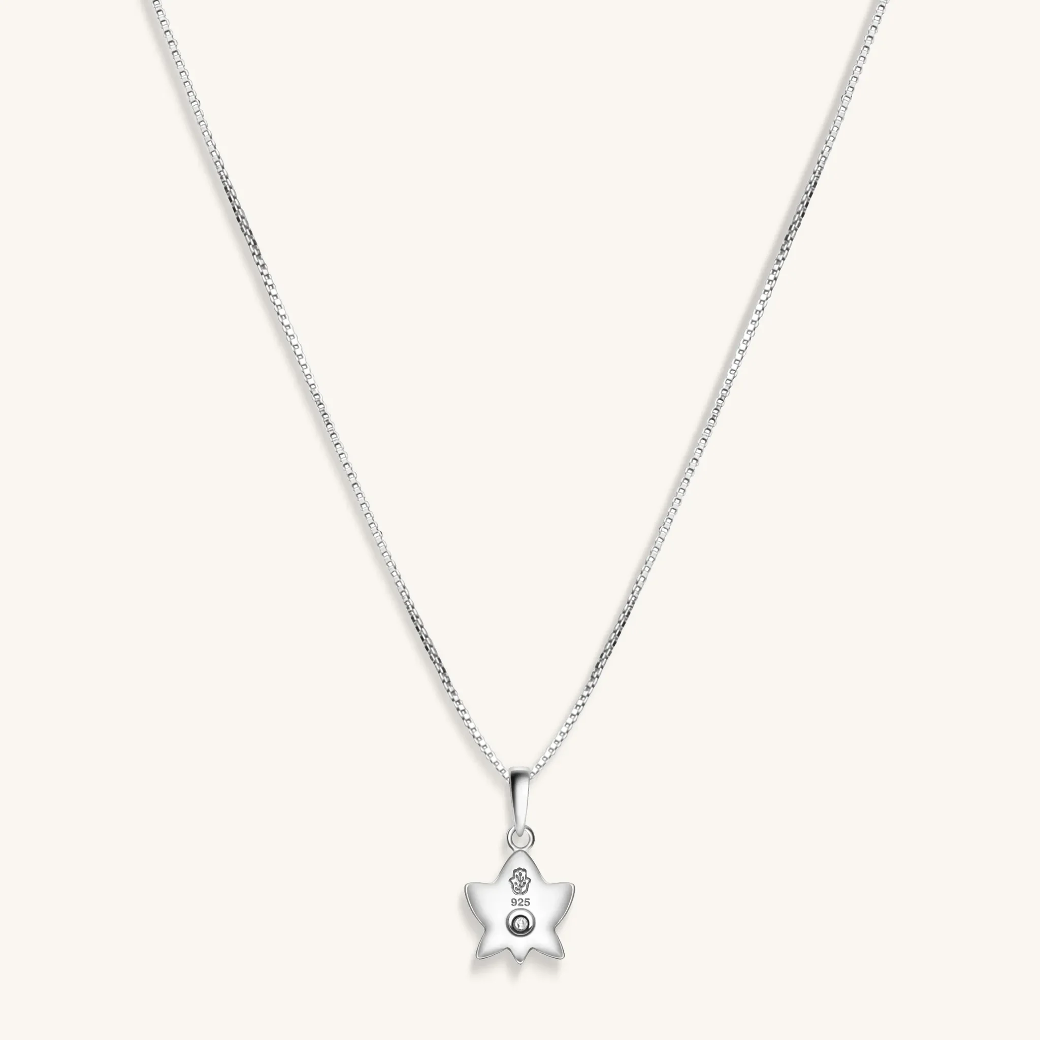Divine Virtue White Enamel Diamond Lotus Necklace - Image 3