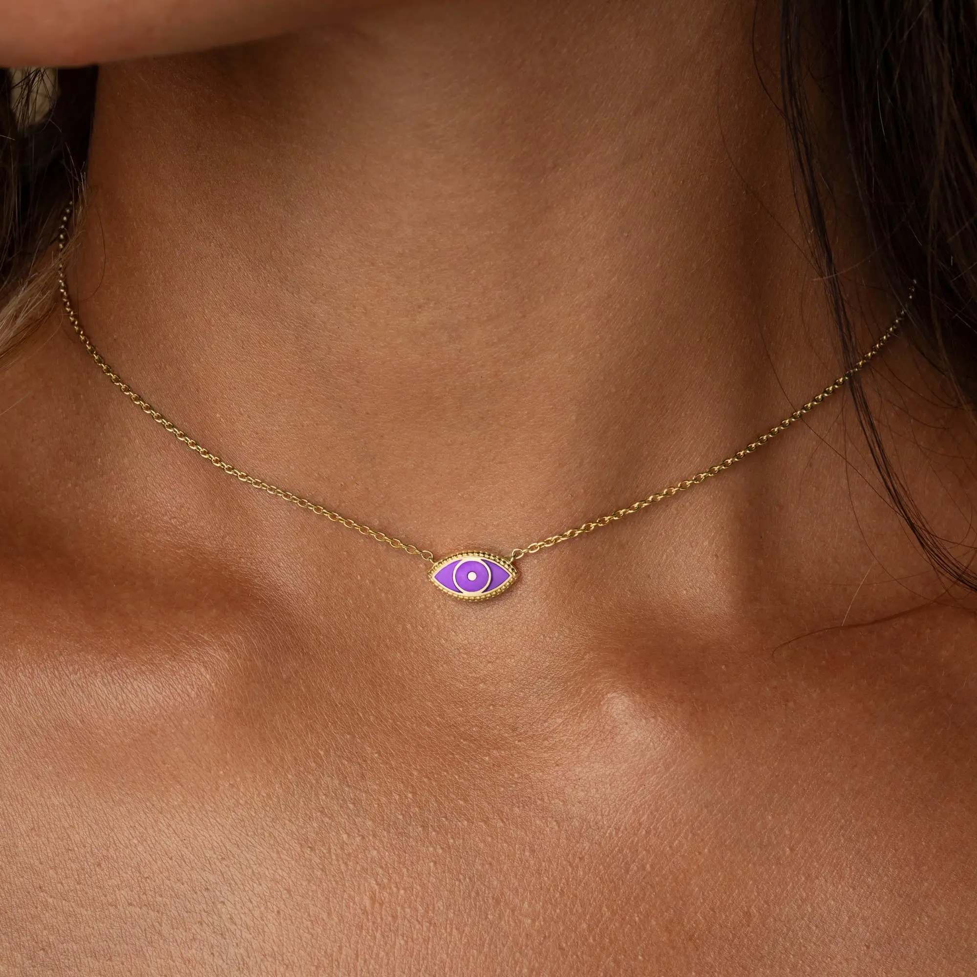 Divine Vision Amethyst Evil Eye Gold Necklace - Image 2