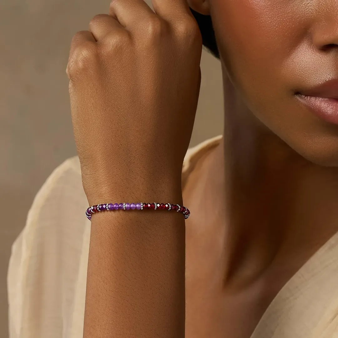 Dreamy Energizer Amethyst Garnet Drawstring Bracelet - Image 2