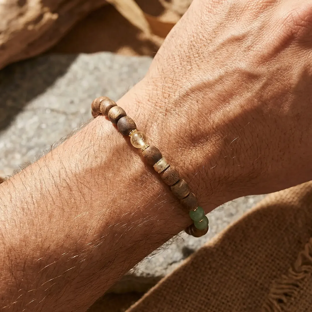 Earthbound Clarity Agarwood & Jadeite Bracelet - Image 3