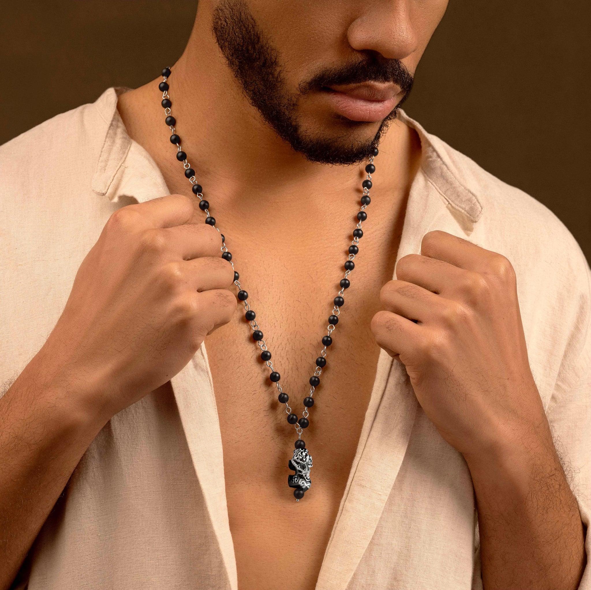 Earthy Strength - Matte Onyx Dragon Charm Necklace - Image 2