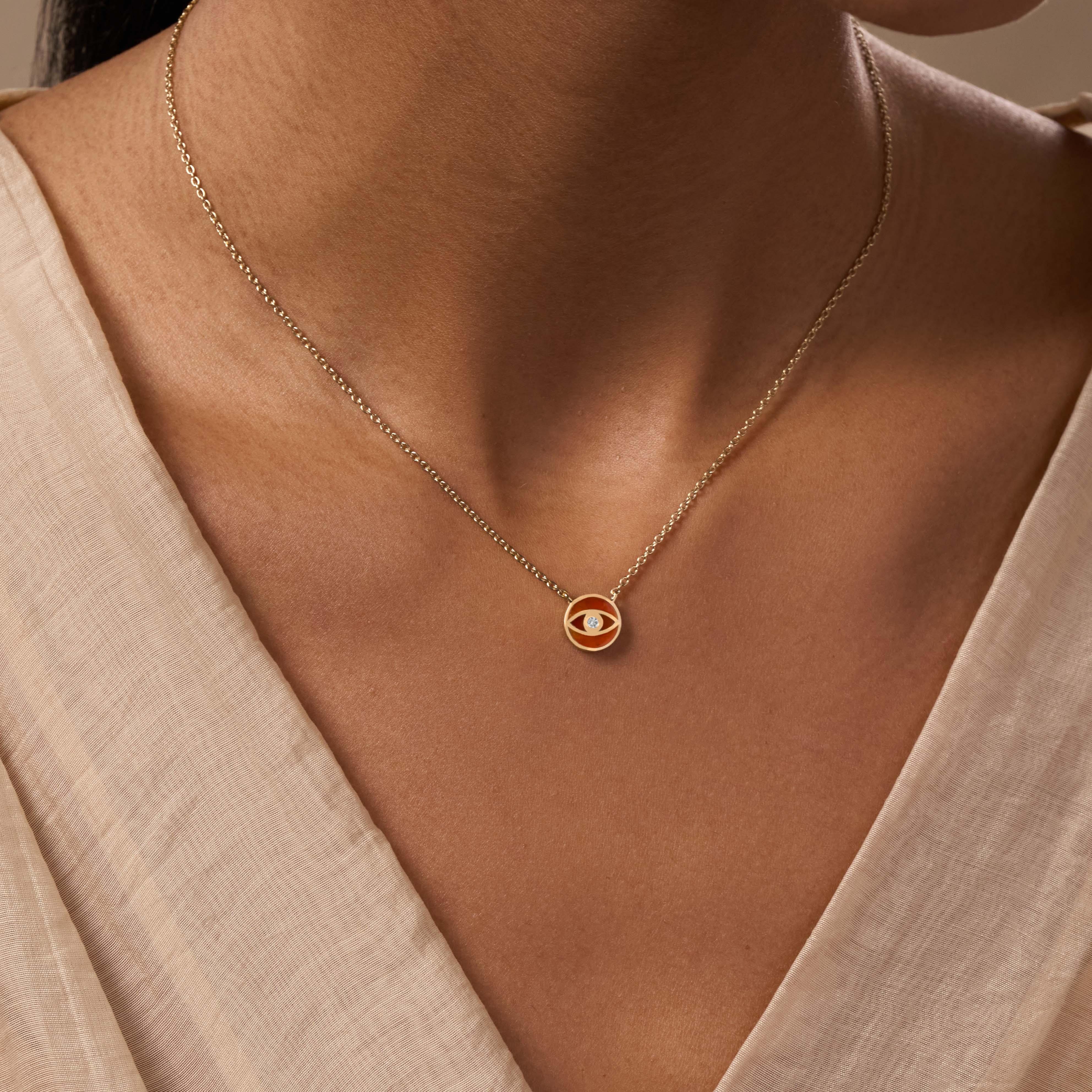 Eloquent Heart Carnelian Evil Eye Necklace - Image 2