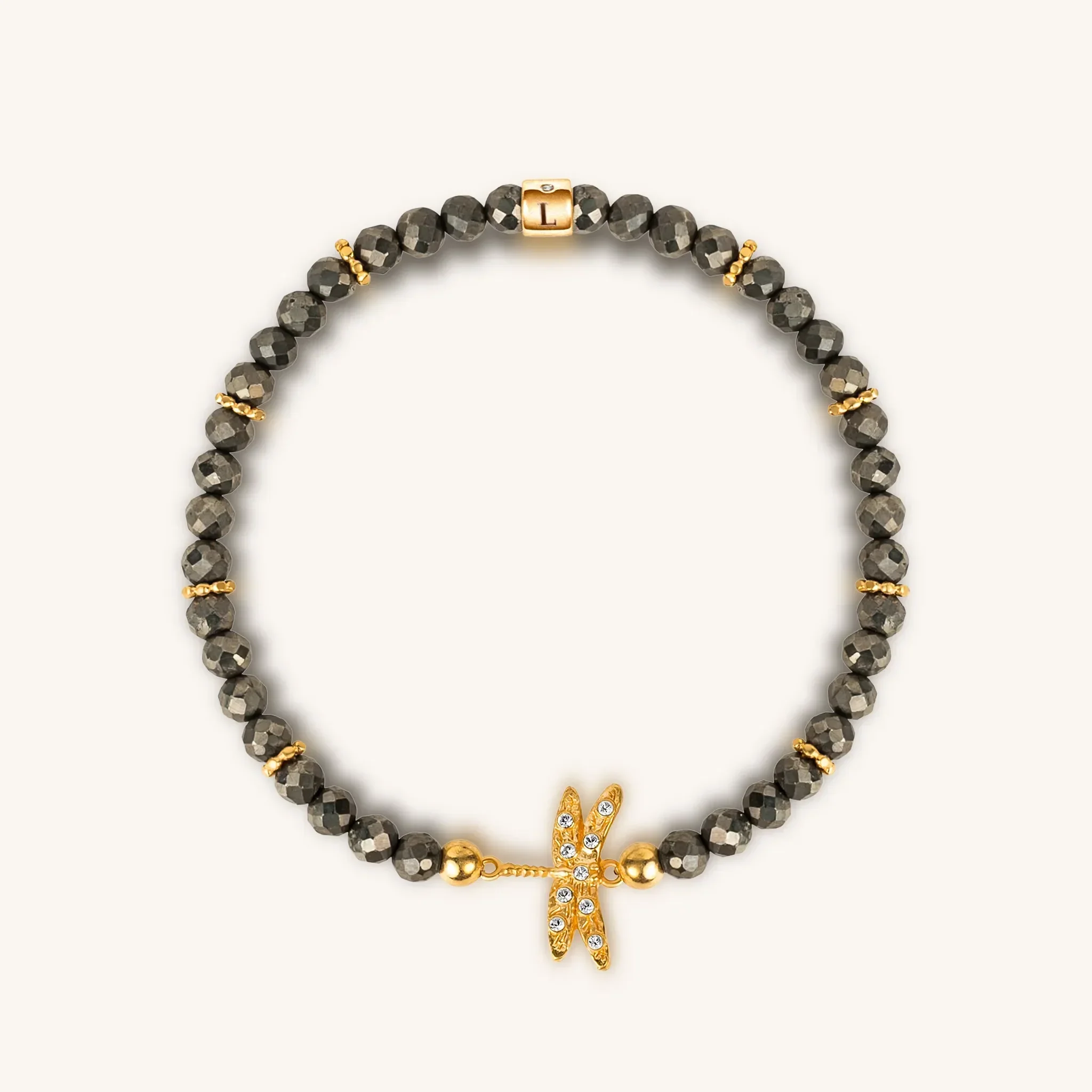 Emotional Maturity Pyrite Dragonfly Charm Bracelet