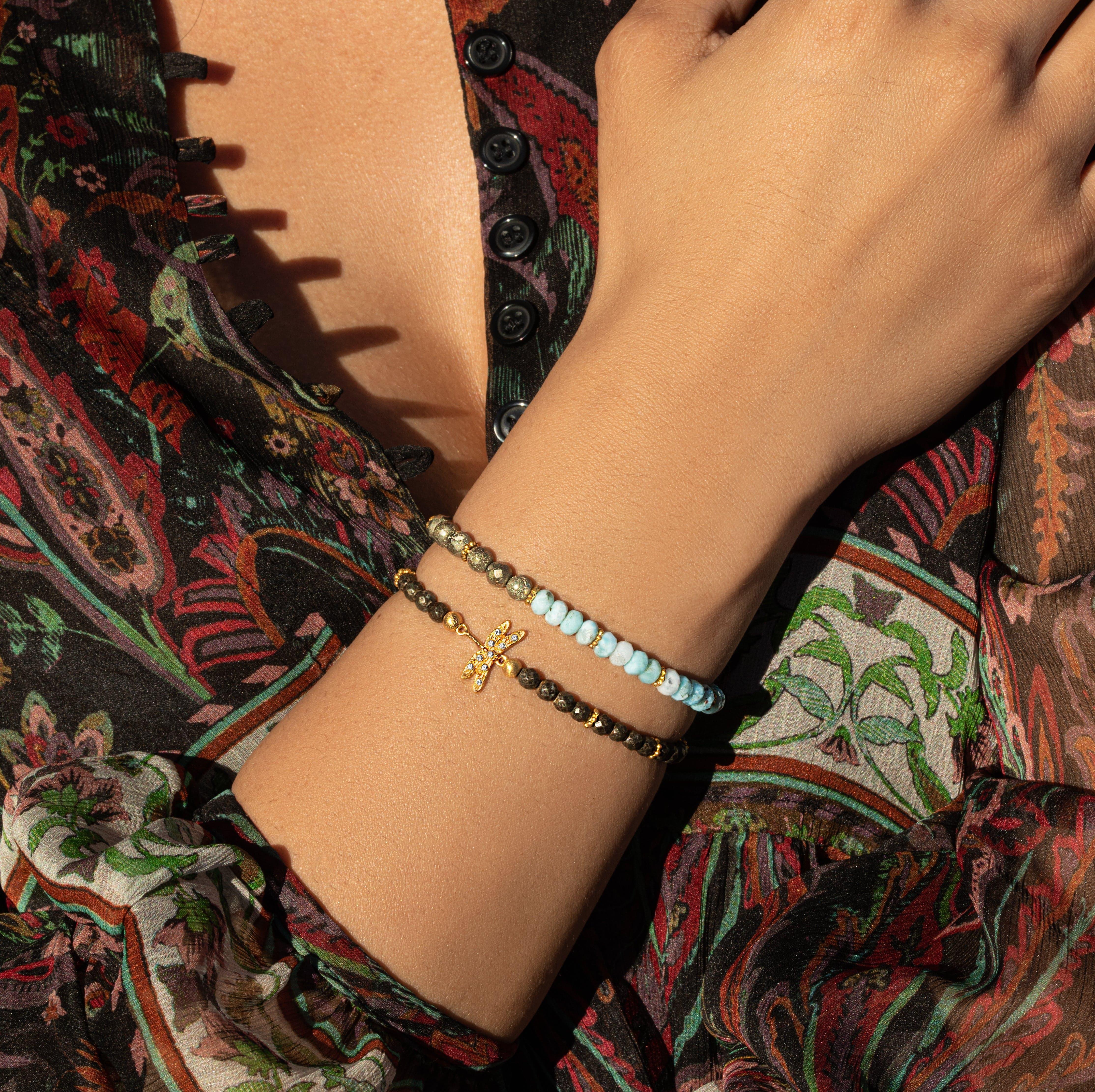 Emotional Maturity Pyrite Dragonfly Charm Bracelet - Image 2