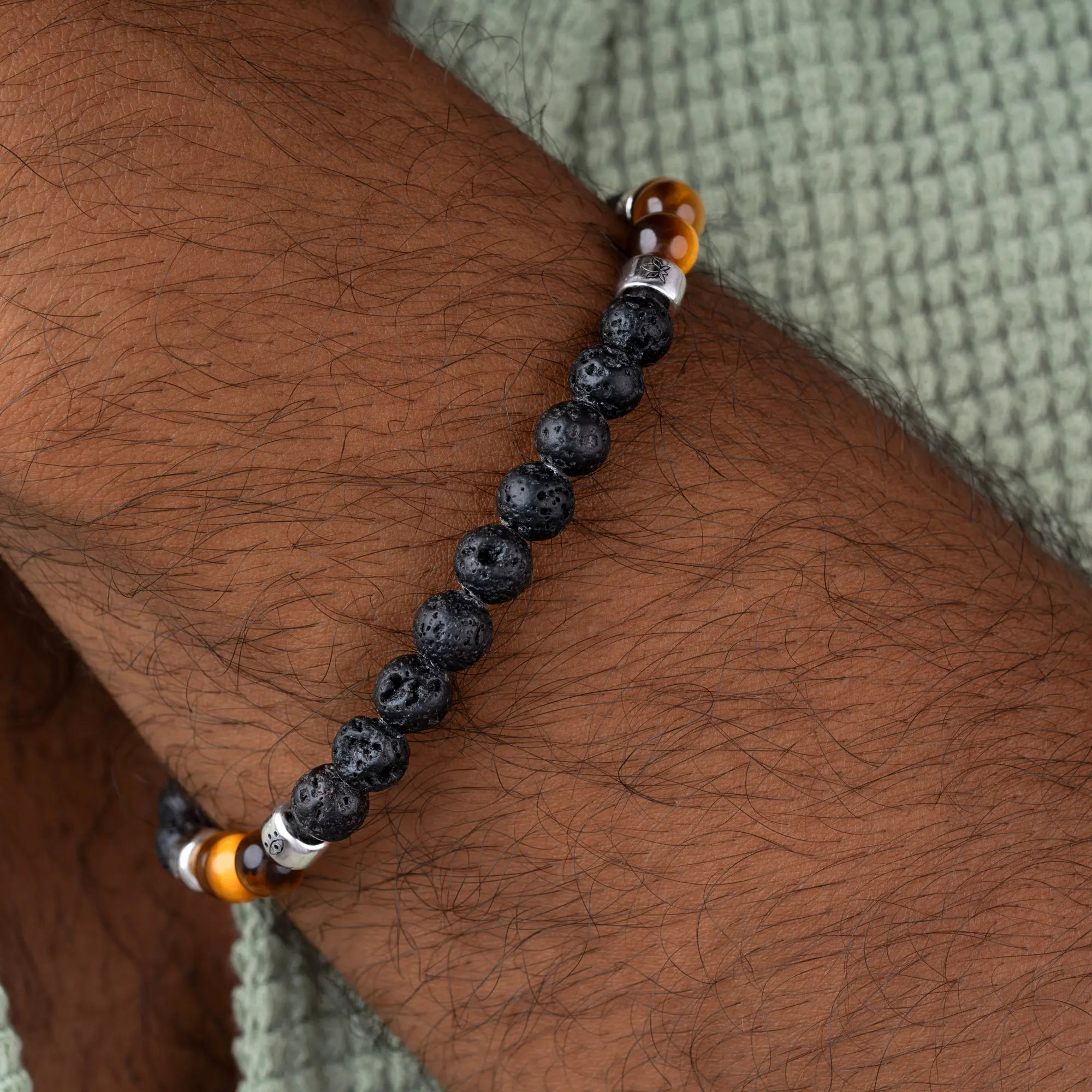 Empowered Balance Black Lava Stone & Tiger’s Eye Charm Bracelet - Image 2