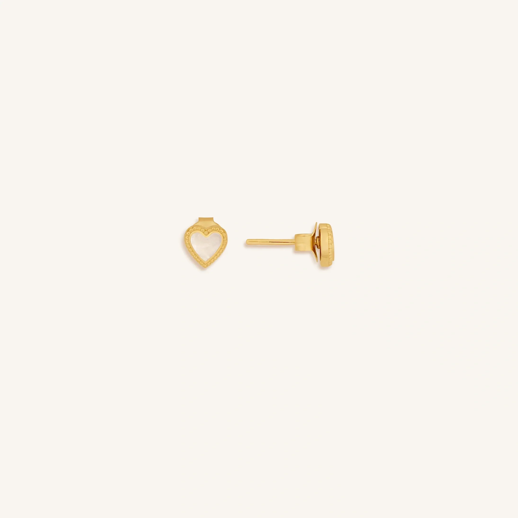 Enchanted Soul Mother of Pearl Heart Gold Earrings - Image 3