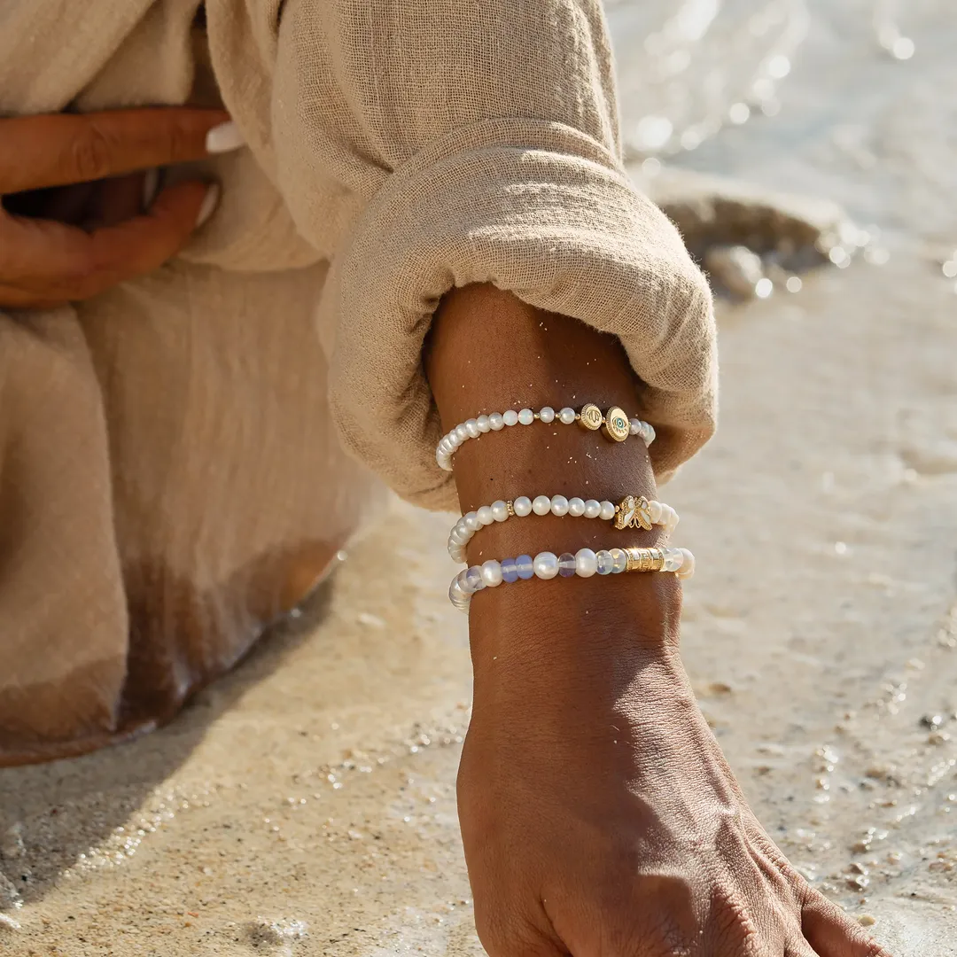 Endless Harmony Pearl Opal Greek Key Bracelet - Image 5
