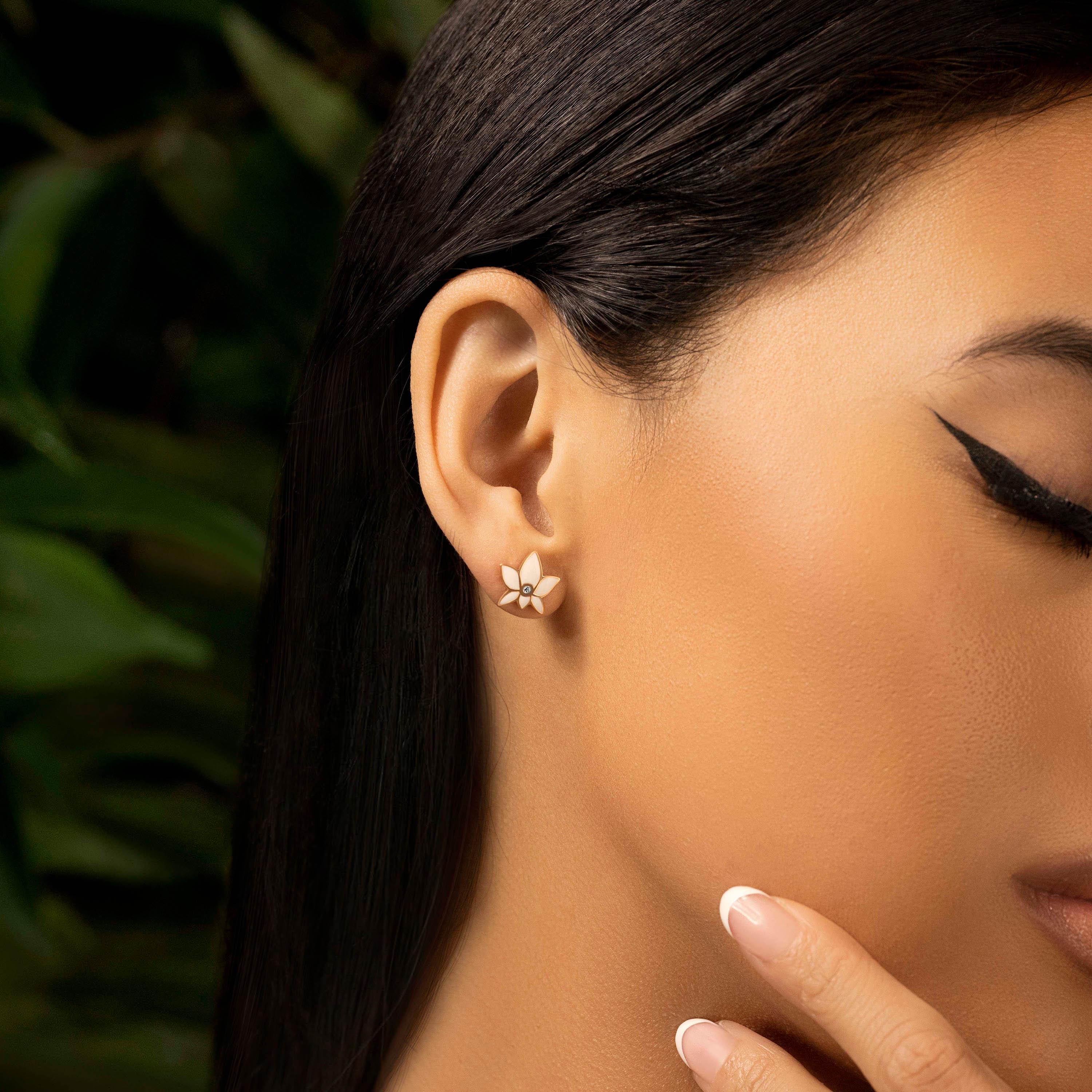 Enduring Peace Silver Lotus Stud Earrings - Image 2