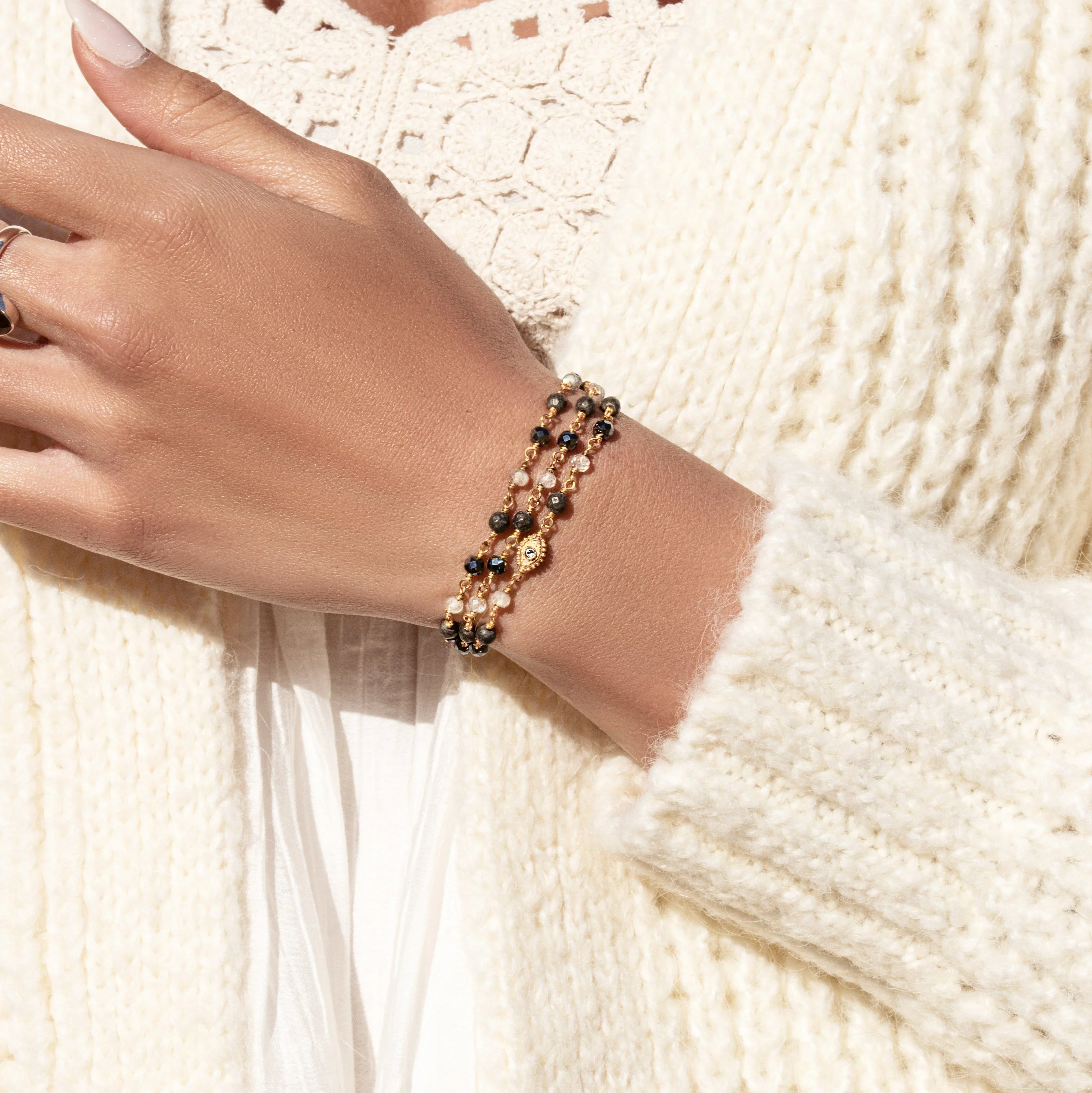 Energetic Spirit - Hematite Pyrite Labradorite Triple Protection Wrap - Image 2