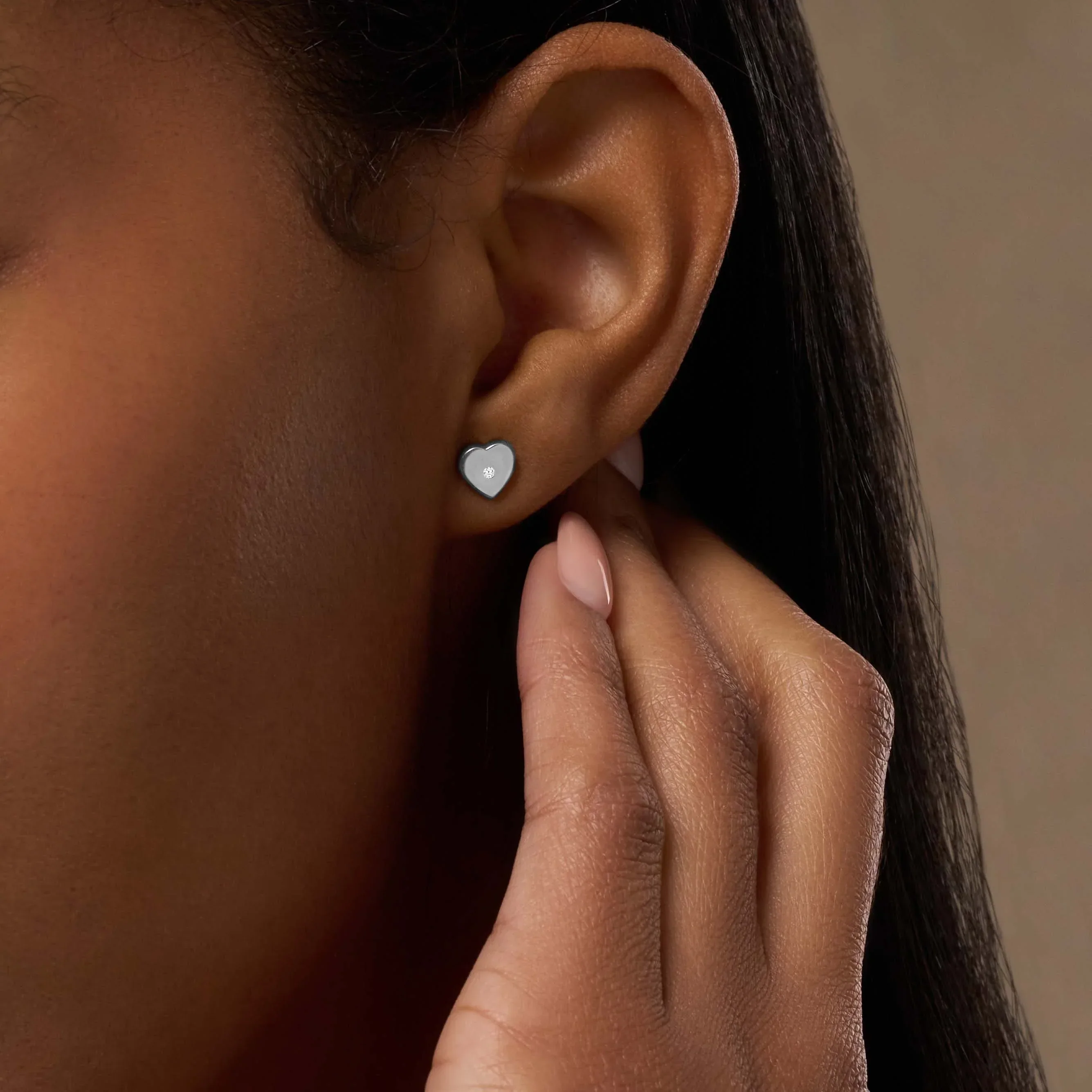 Soulful Connection Diamond Silver Heart Earrings - Image 2