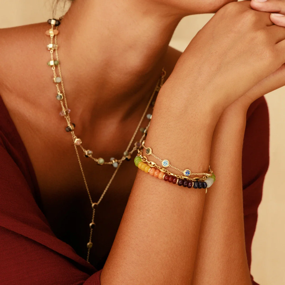 Eternal Harmony Evil Eye Chakra Gemstone Bracelet - Image 4