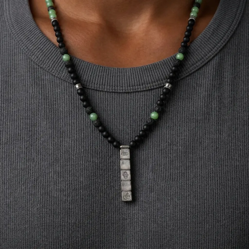 Eternal Valor Onyx, Jade & Lava Necklace - Image 2