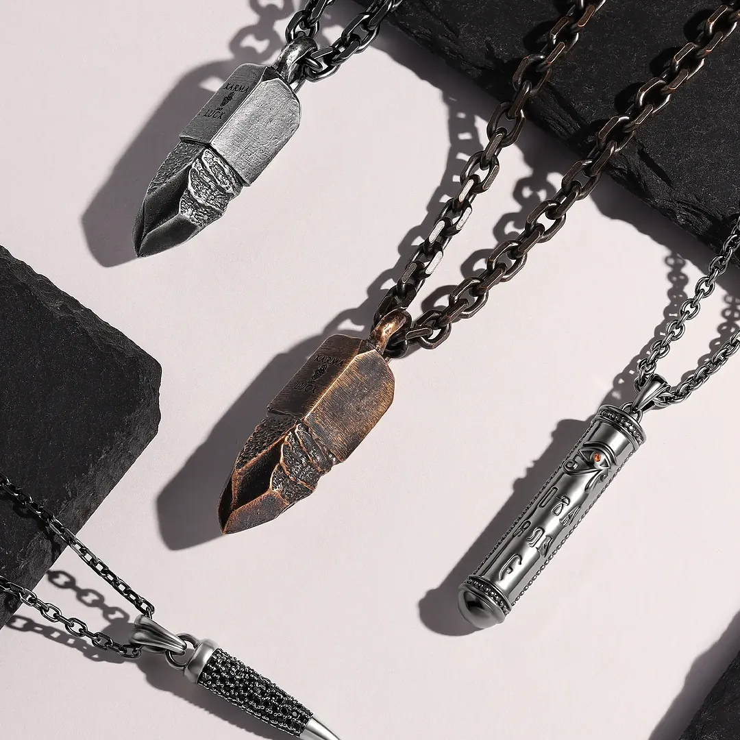 Celestial Core Gunmetal Medal Pendant Necklace - Image 3