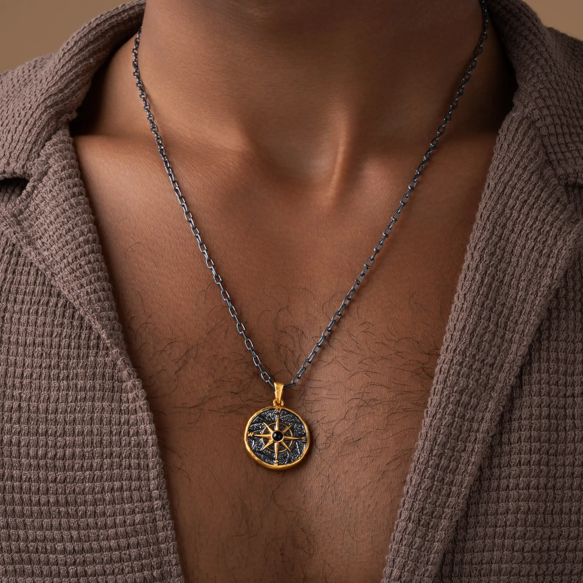 Ethereal Path Onyx Compass Pendant Necklace - Image 4