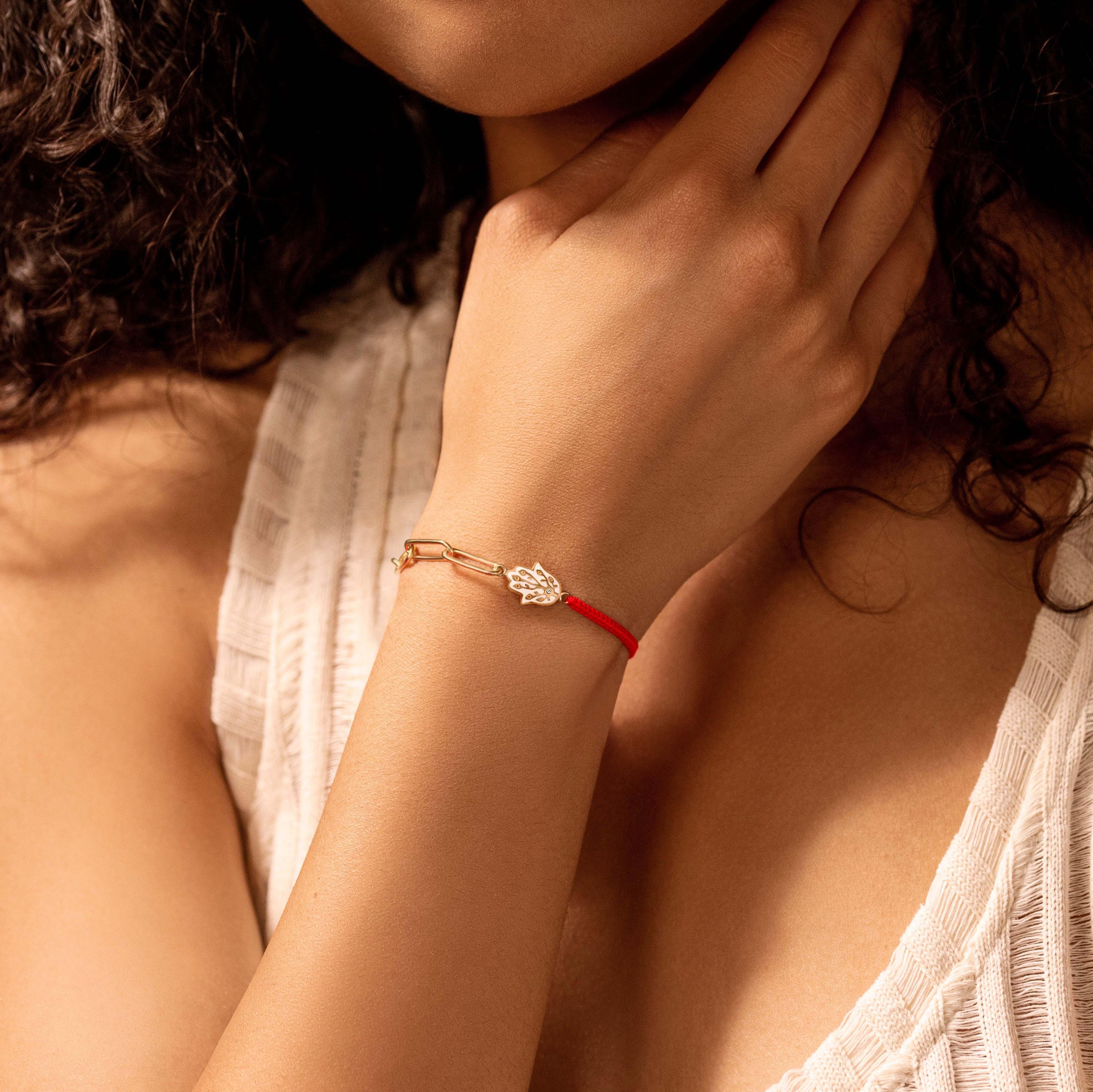 Exuberant Optimism Red String Chain Hamsa Bracelet - Image 2