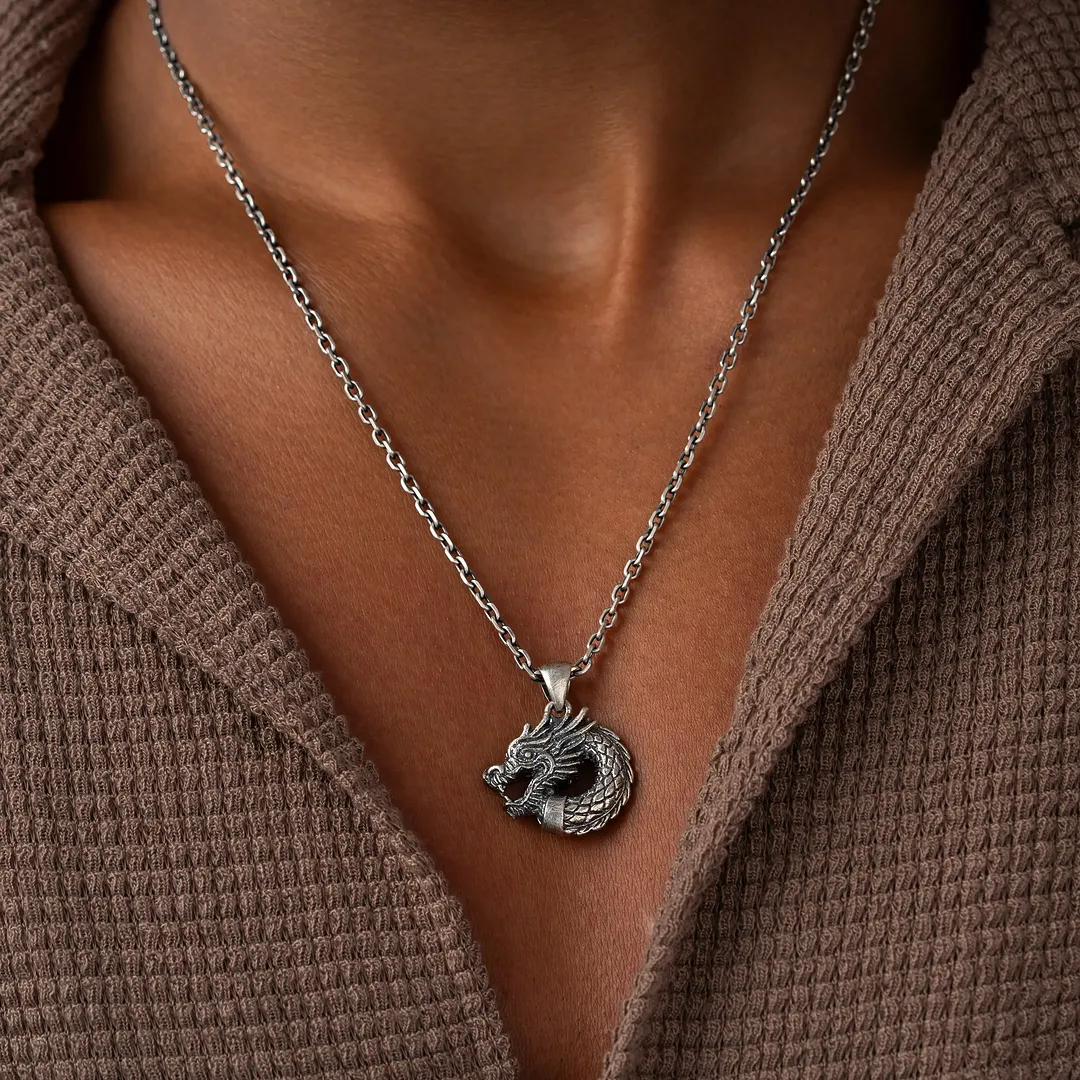 Fierce Protector Dragon Pendant Necklace - Image 3