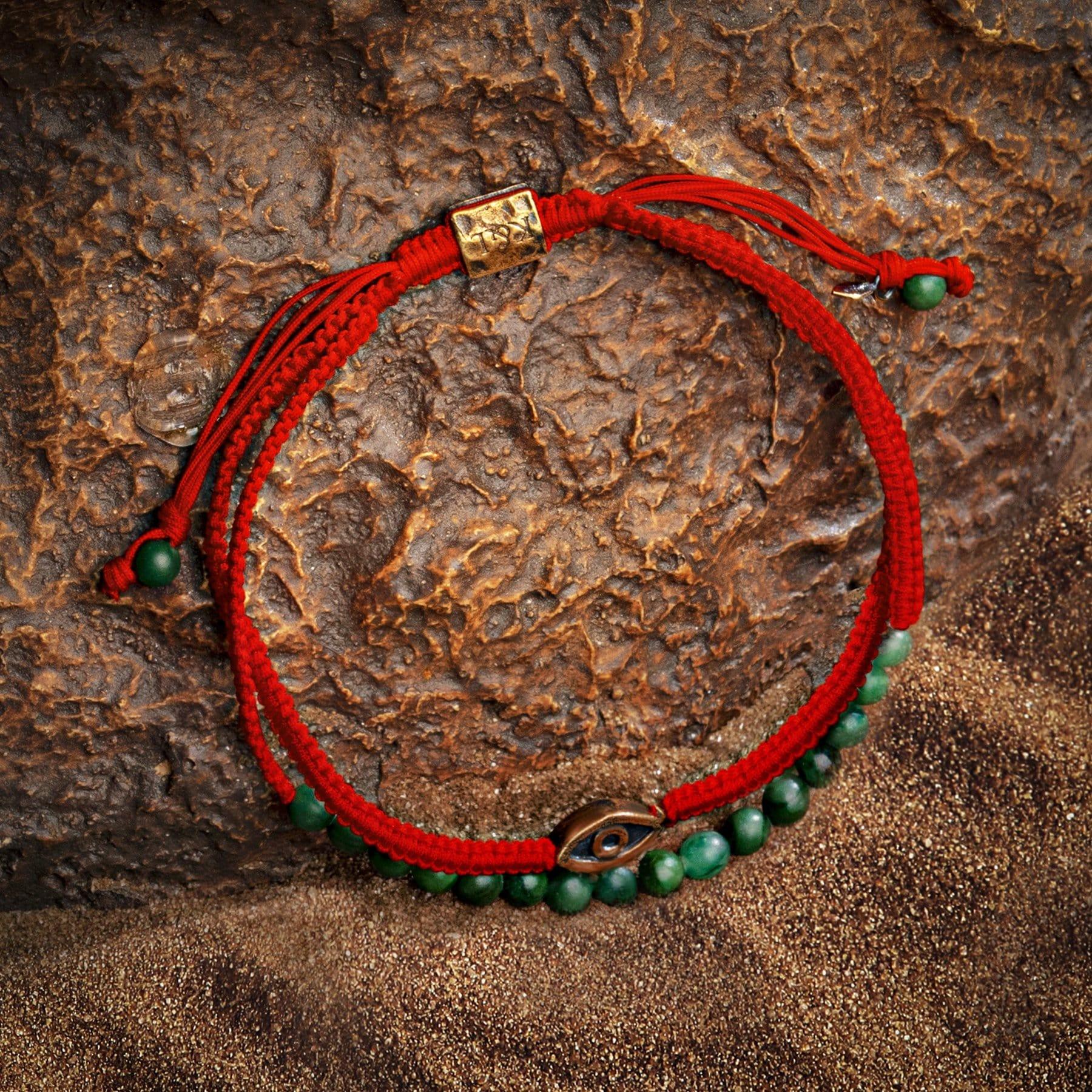 Fiery Luck Jade Evil Eye Charm Red String Wrap Bracelet - Image 3
