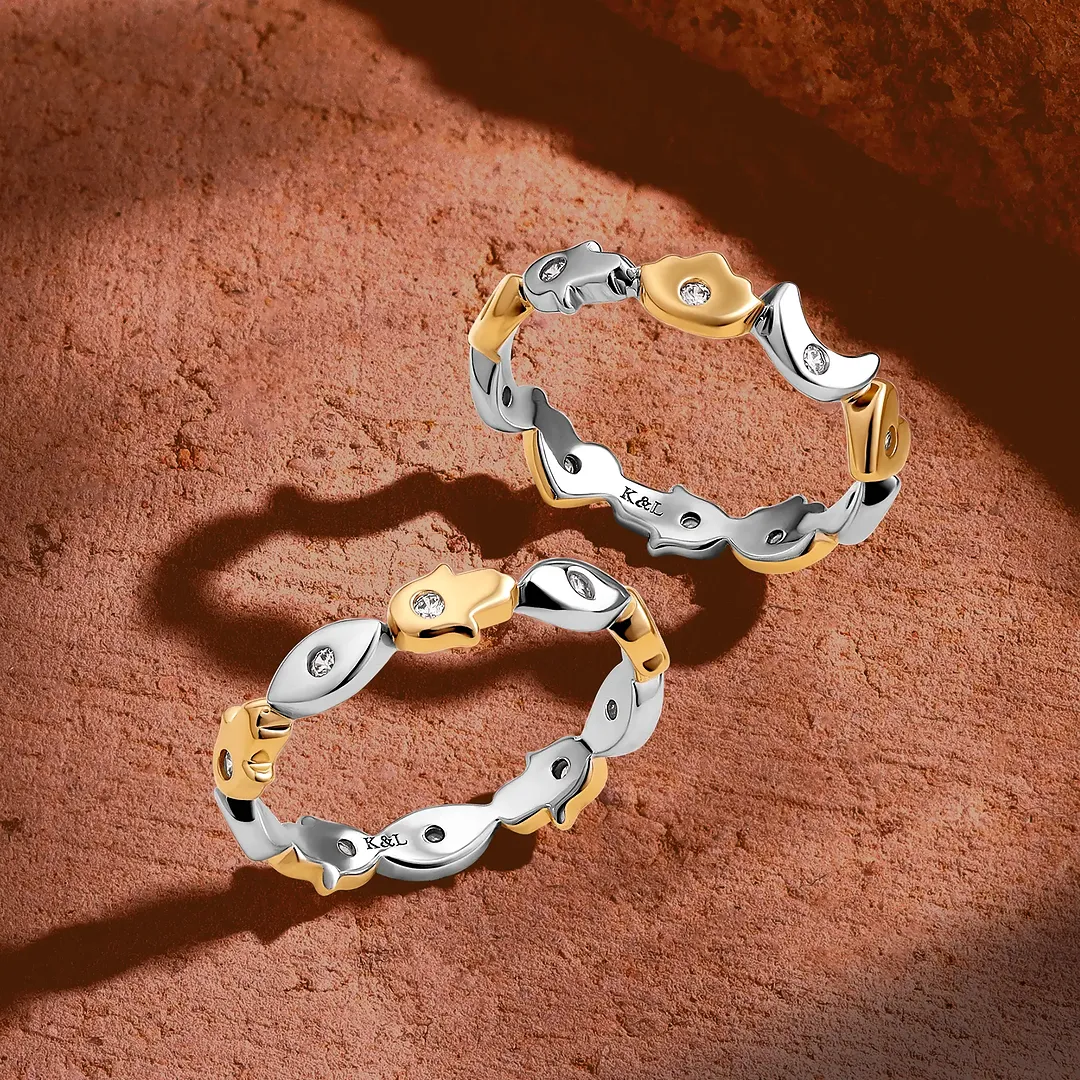 Fortune Balance Hamsa & Evil Eye Gold Ring - Image 4
